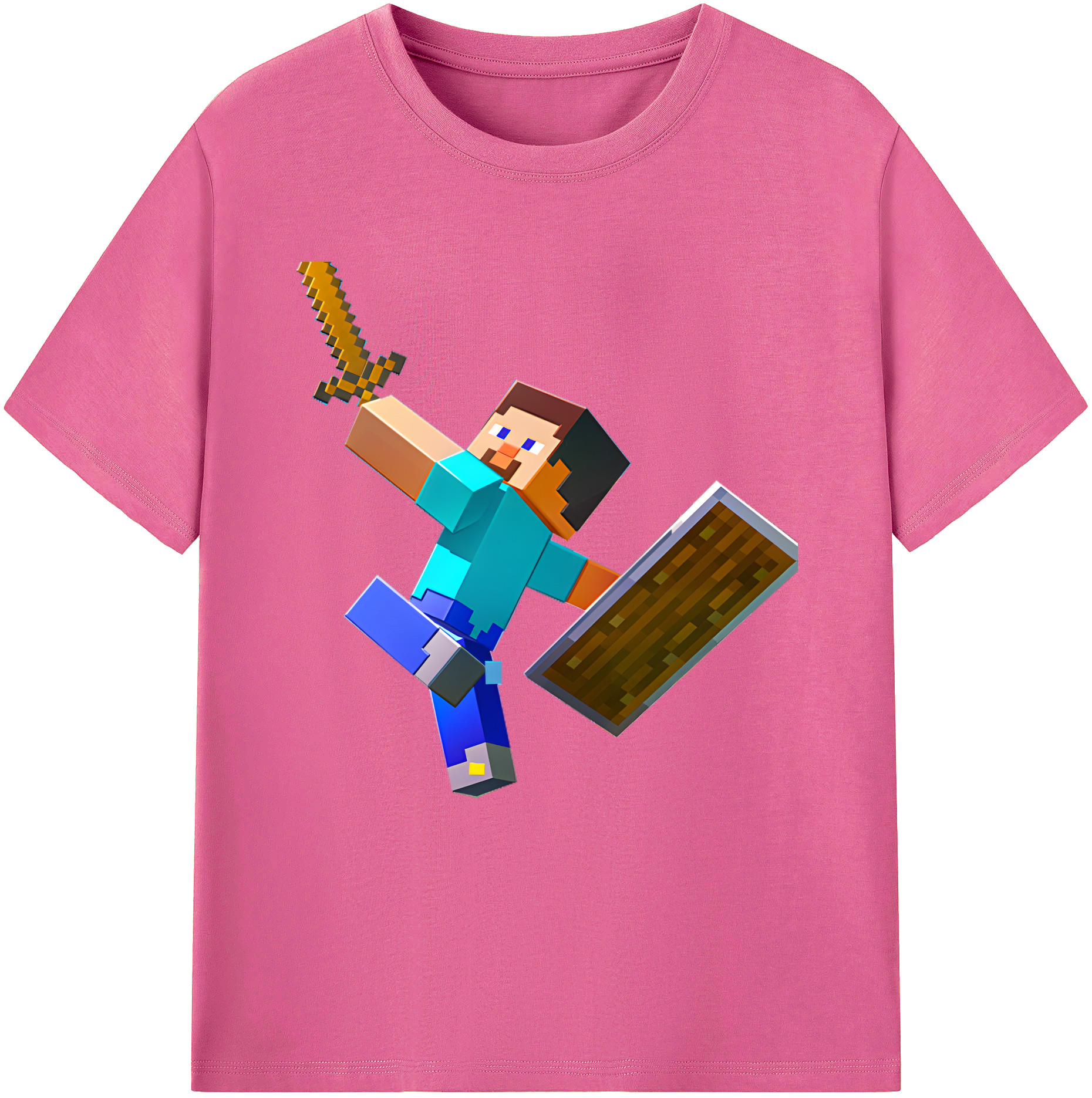 （画像用） マインクラフト ブロックの世界 Minecraft MC Block world レディースカジュアルプリントTシャツ（綿100％）