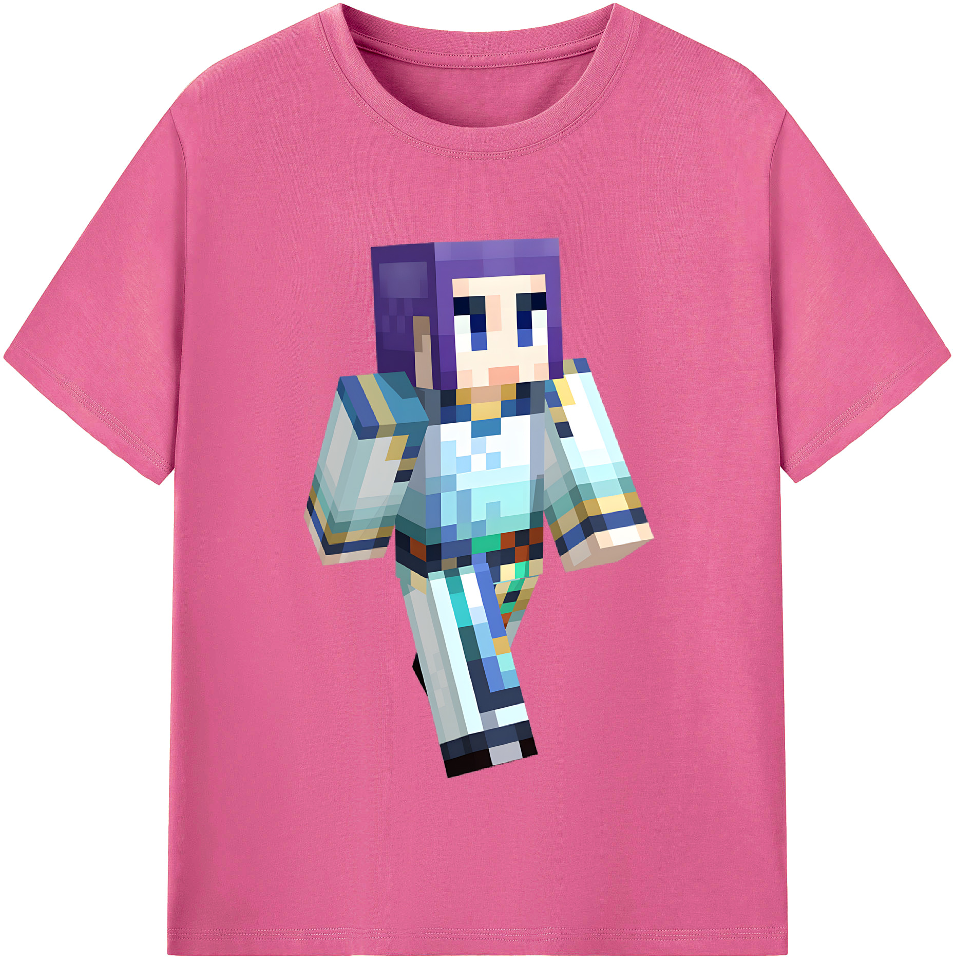 （画像用） マインクラフト ブロックの世界 Minecraft MC Block world レディースカジュアルプリントTシャツ（綿100％）