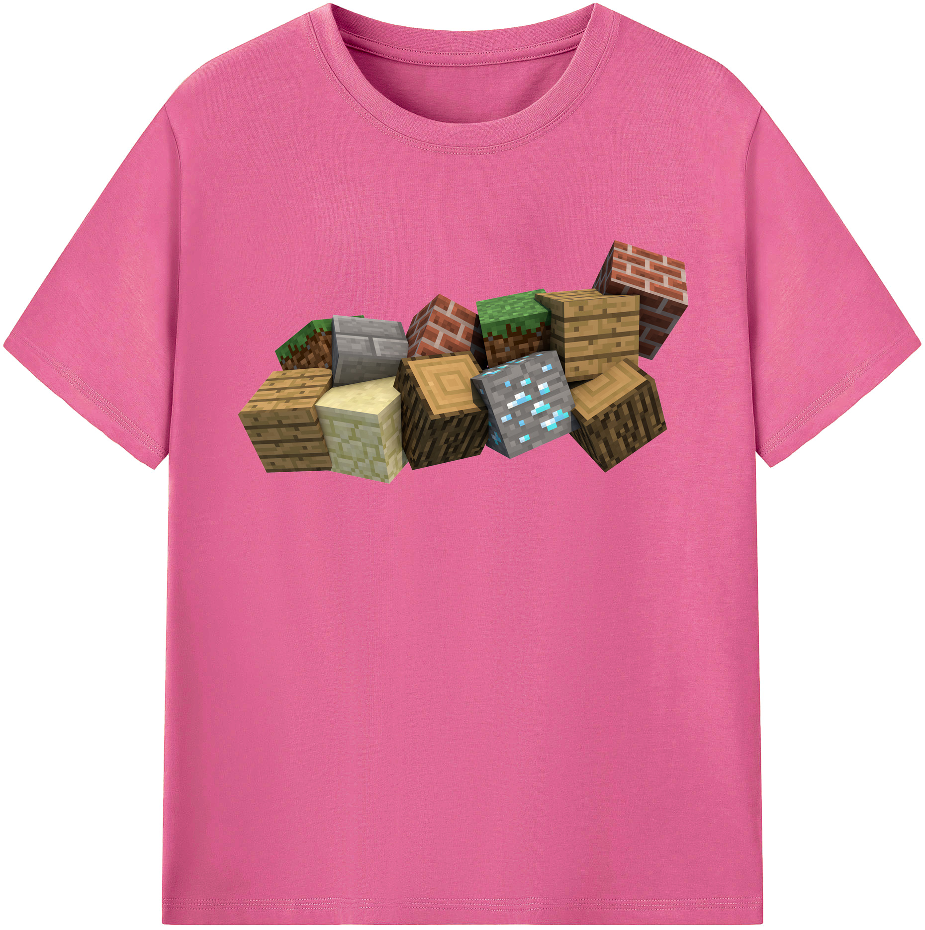 （画像用） マインクラフト ブロックの世界 Minecraft MC Block world レディースカジュアルプリントTシャツ（綿100％）