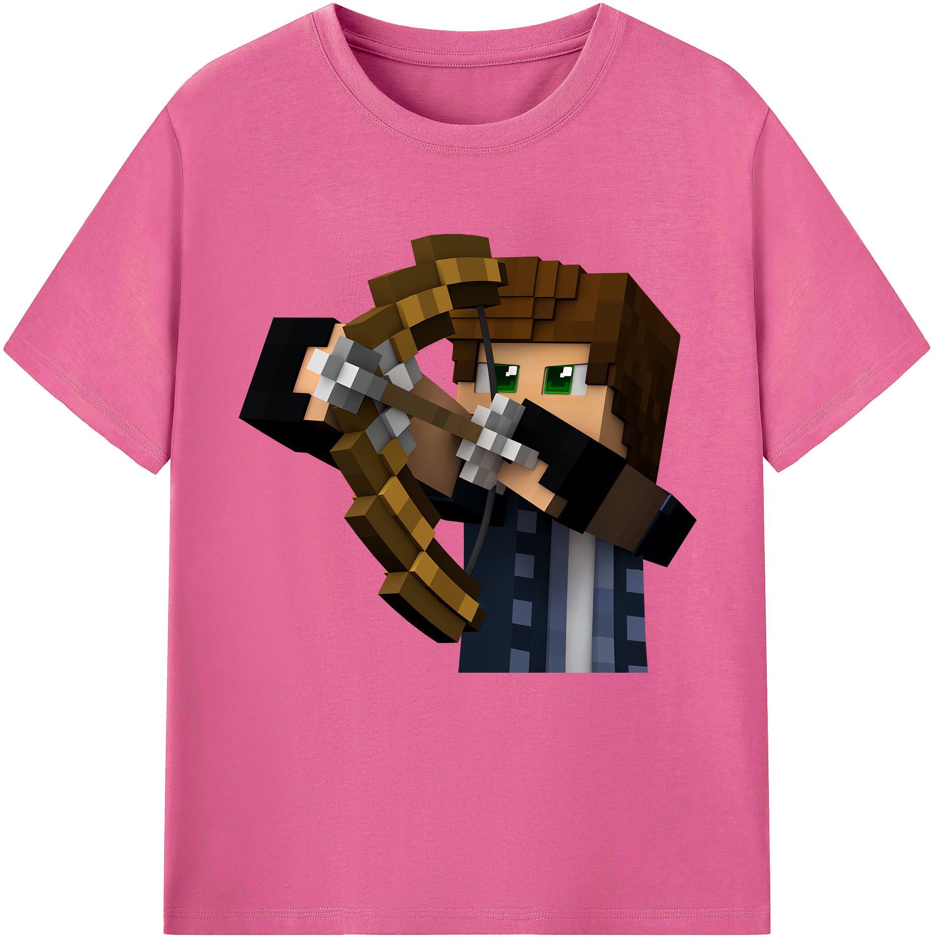 （画像用） マインクラフト ブロックの世界 Minecraft MC Block world レディースカジュアルプリントTシャツ（綿100％）