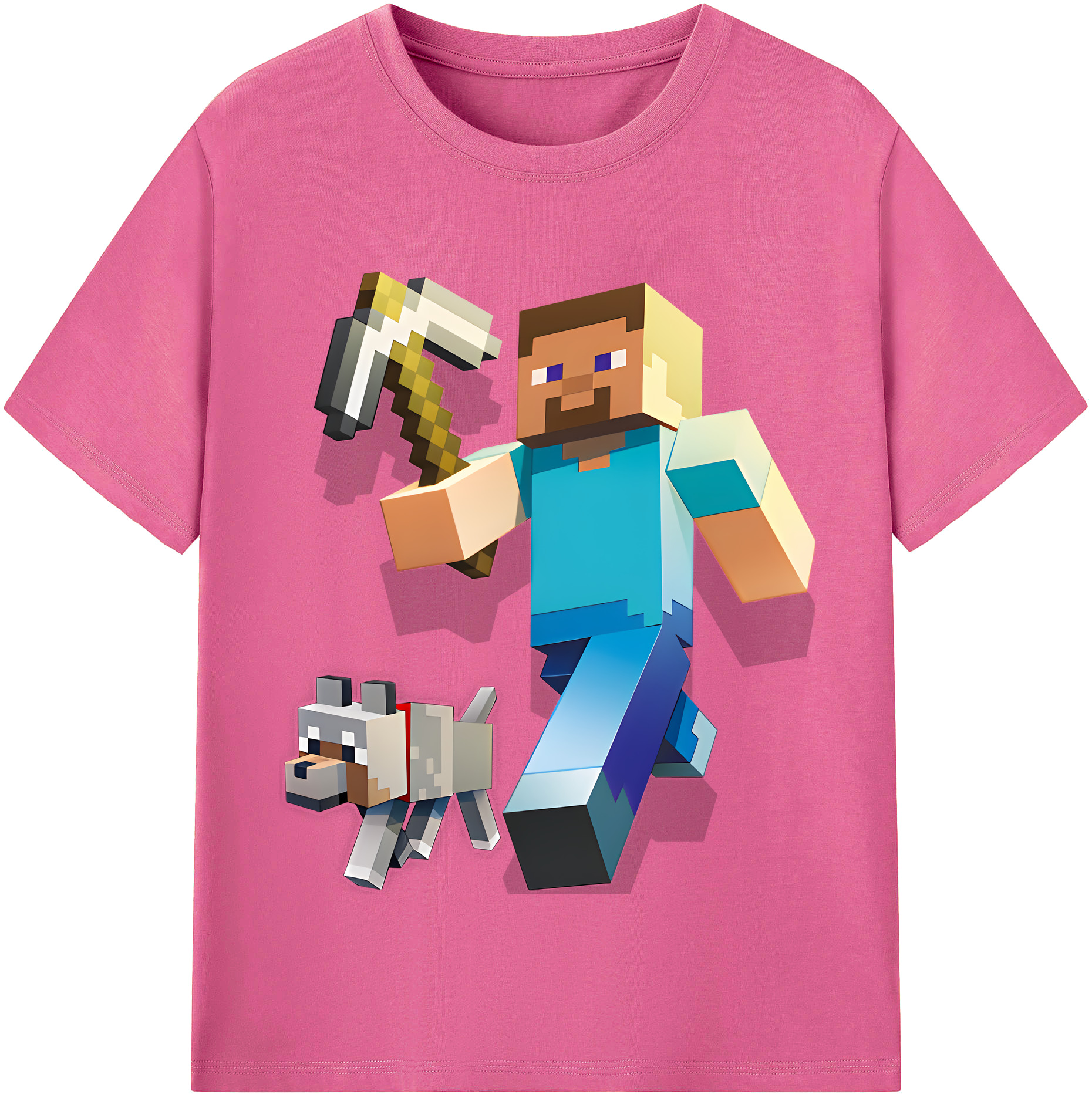 （画像用） マインクラフト ブロックの世界 Minecraft MC Block world レディースカジュアルプリントTシャツ（綿100％）