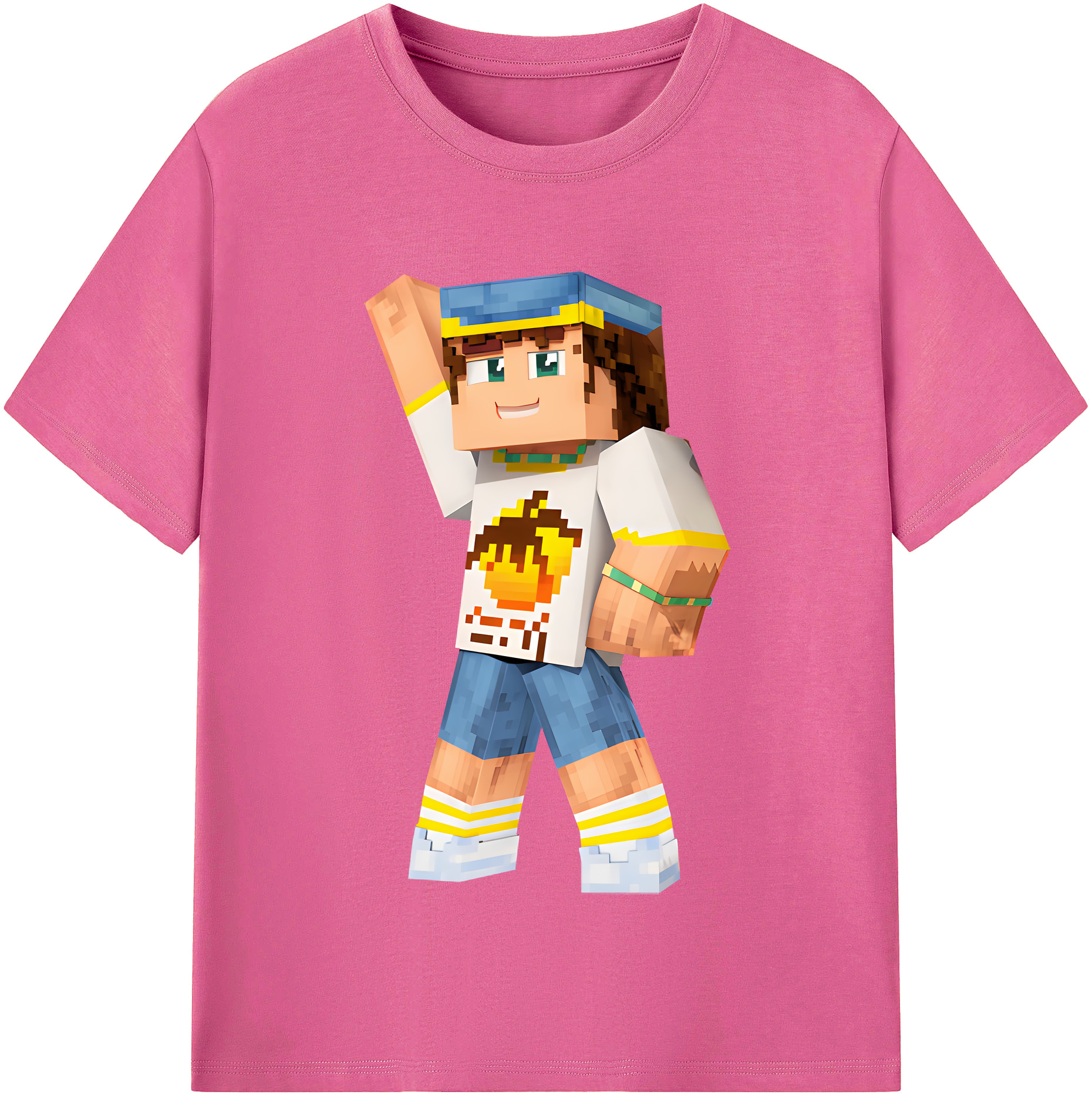 （画像用） マインクラフト ブロックの世界 Minecraft MC Block world レディースカジュアルプリントTシャツ（綿100％）