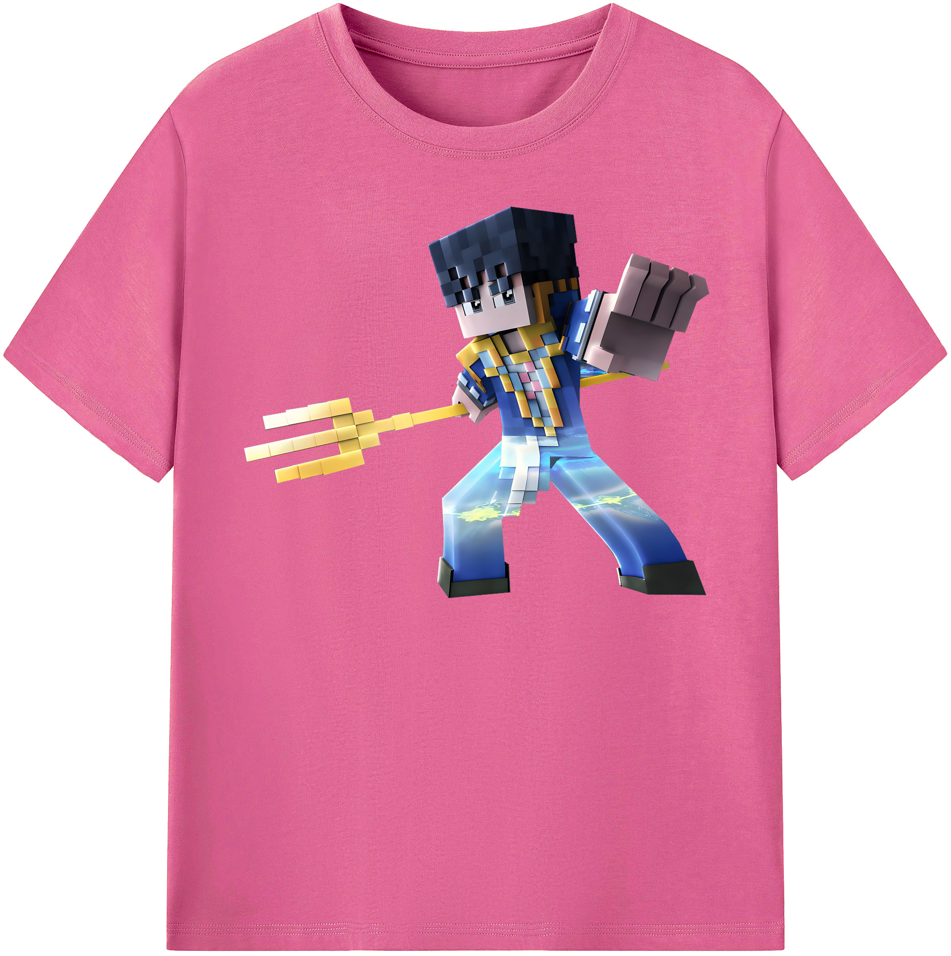 （画像用） マインクラフト ブロックの世界 Minecraft MC Block world レディースカジュアルプリントTシャツ（綿100％）