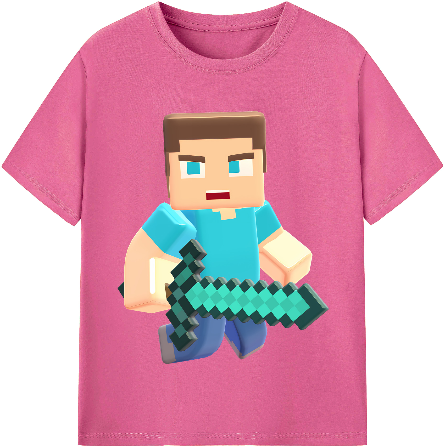 （画像用） マインクラフト ブロックの世界 Minecraft MC Block world レディースカジュアルプリントTシャツ（綿100％）