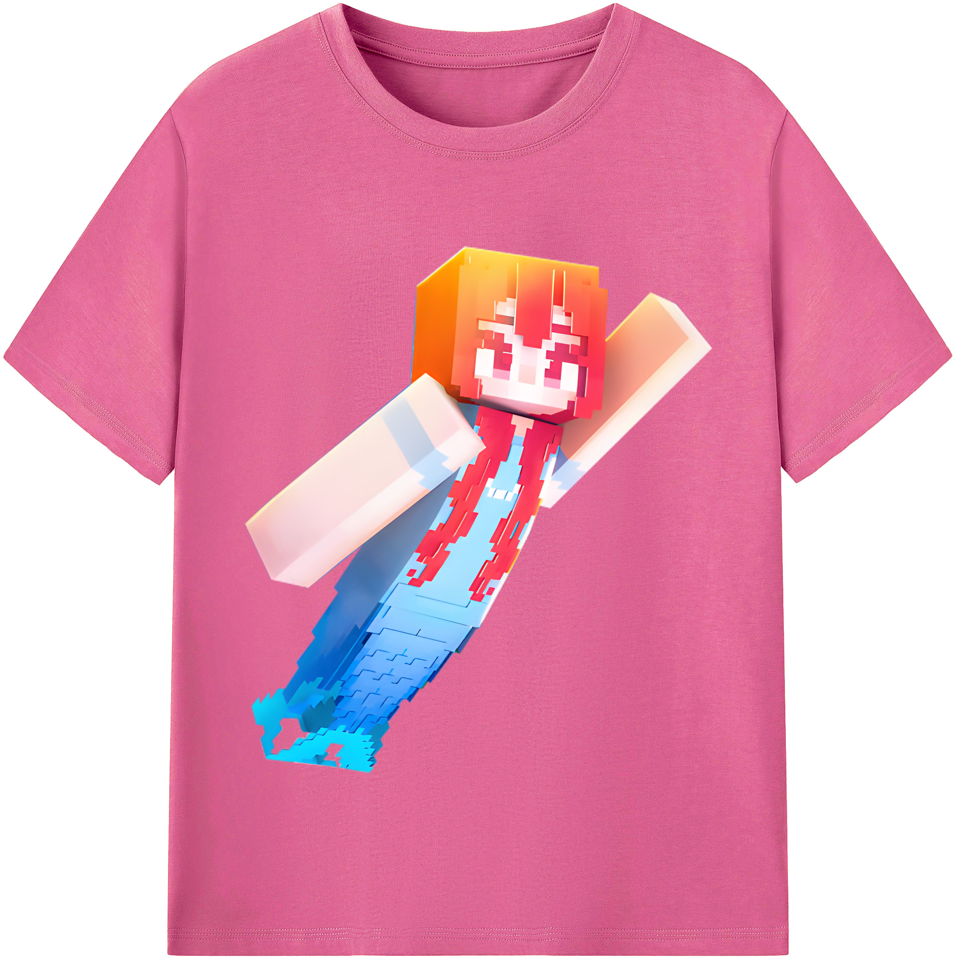（画像用） マインクラフト ブロックの世界 Minecraft MC Block world レディースカジュアルプリントTシャツ（綿100％）