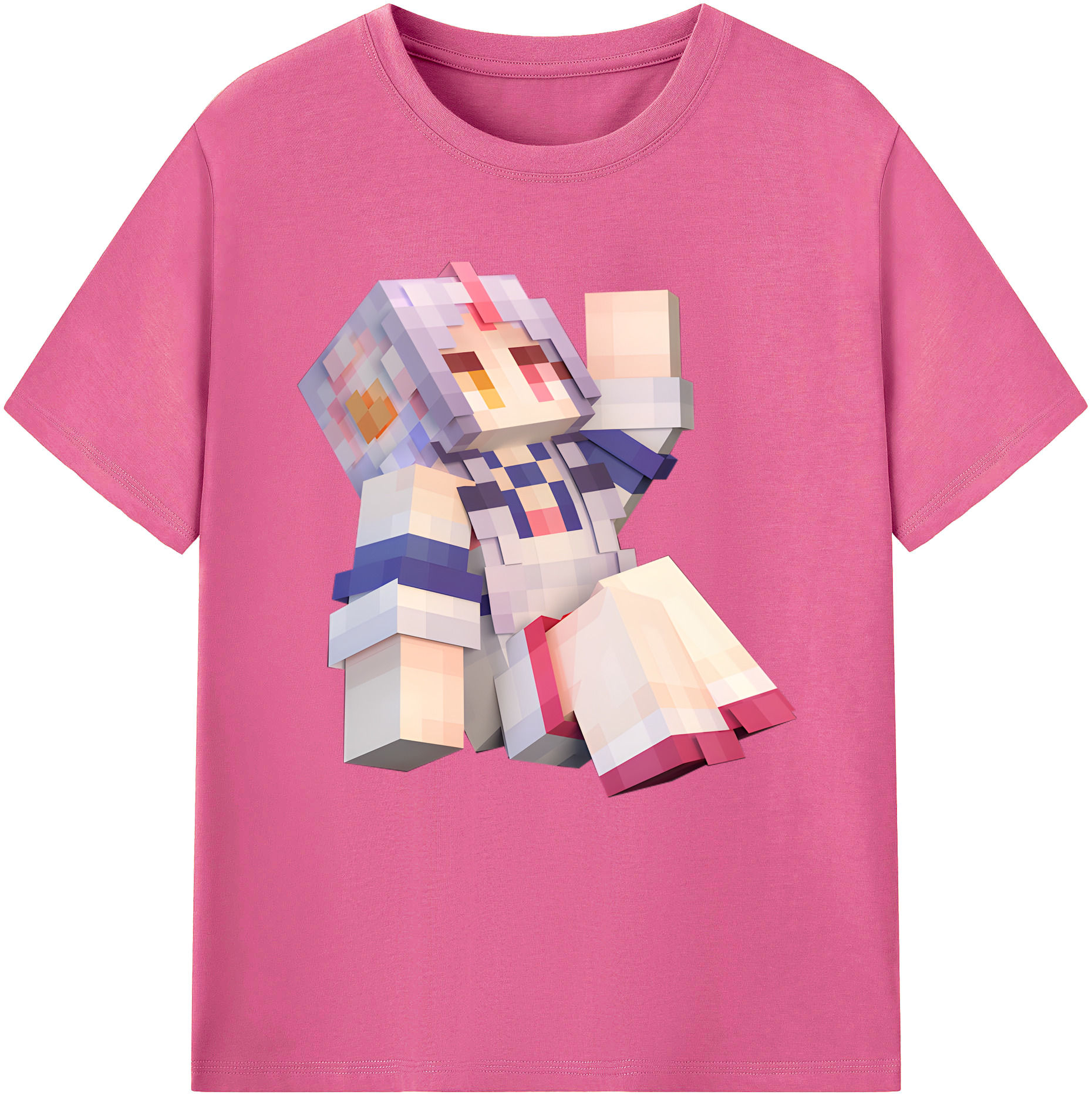 （画像用） マインクラフト ブロックの世界 Minecraft MC Block world レディースカジュアルプリントTシャツ（綿100％）