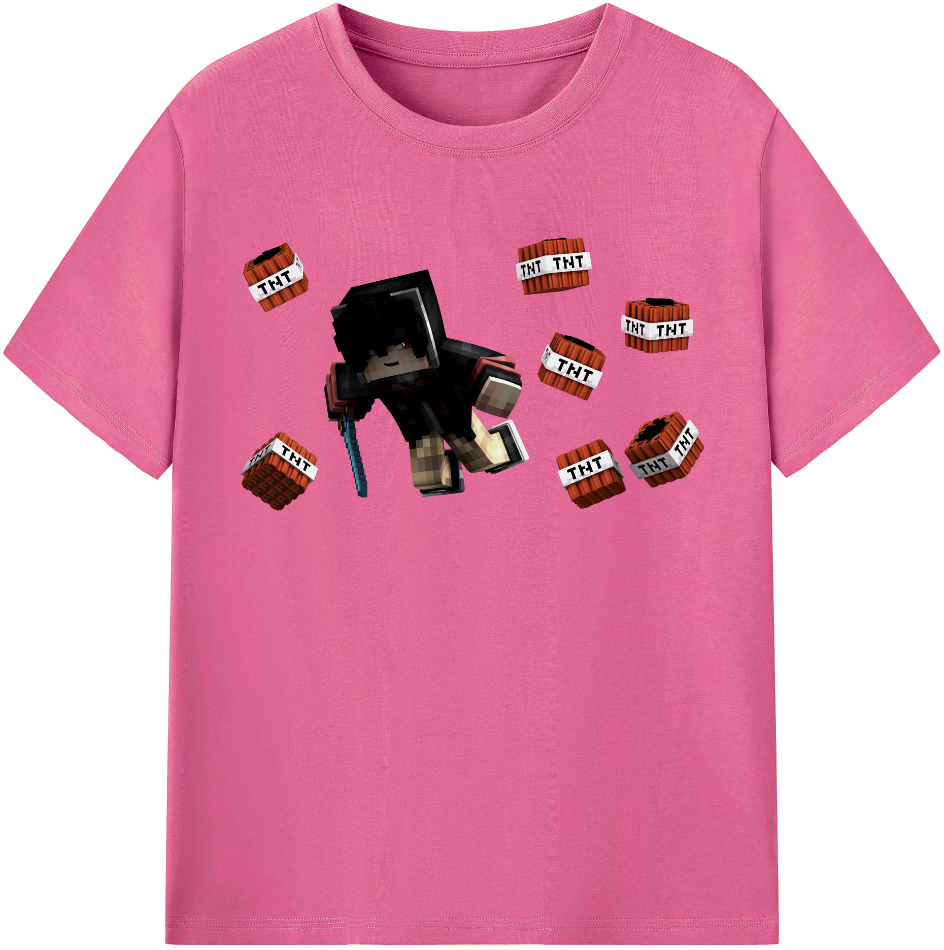 （画像用） マインクラフト ブロックの世界 Minecraft MC Block world レディースカジュアルプリントTシャツ（綿100％）