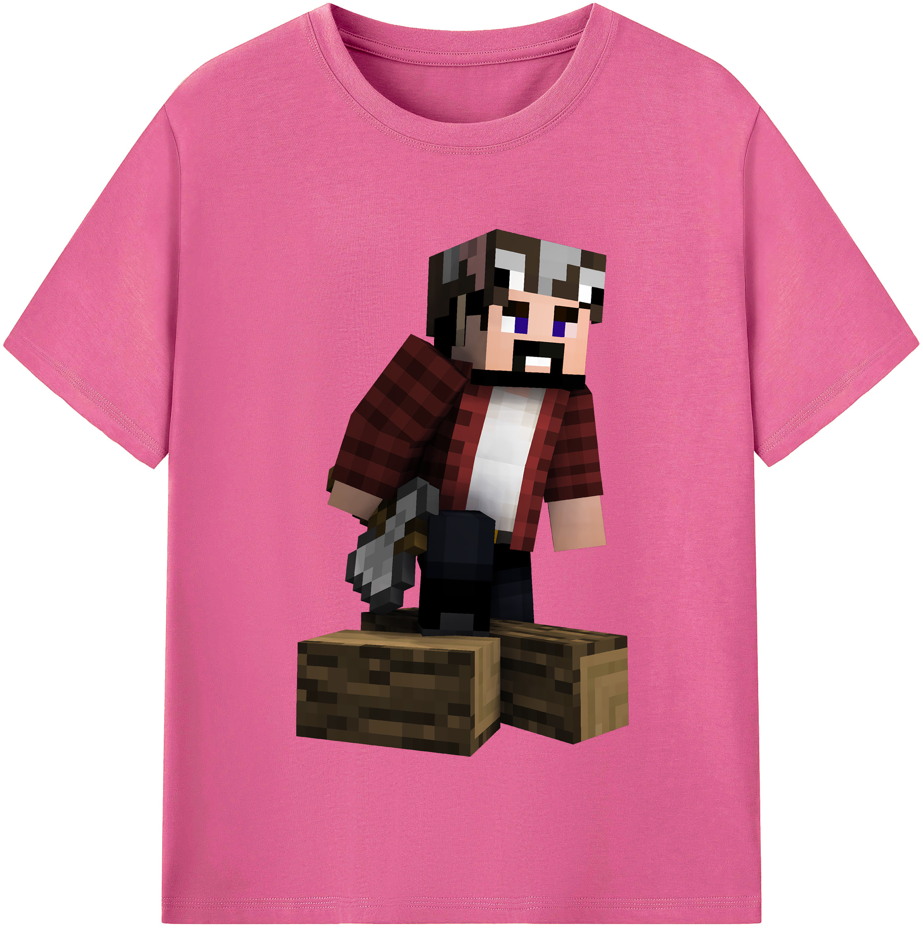 （画像用） マインクラフト ブロックの世界 Minecraft MC Block world レディースカジュアルプリントTシャツ（綿100％）