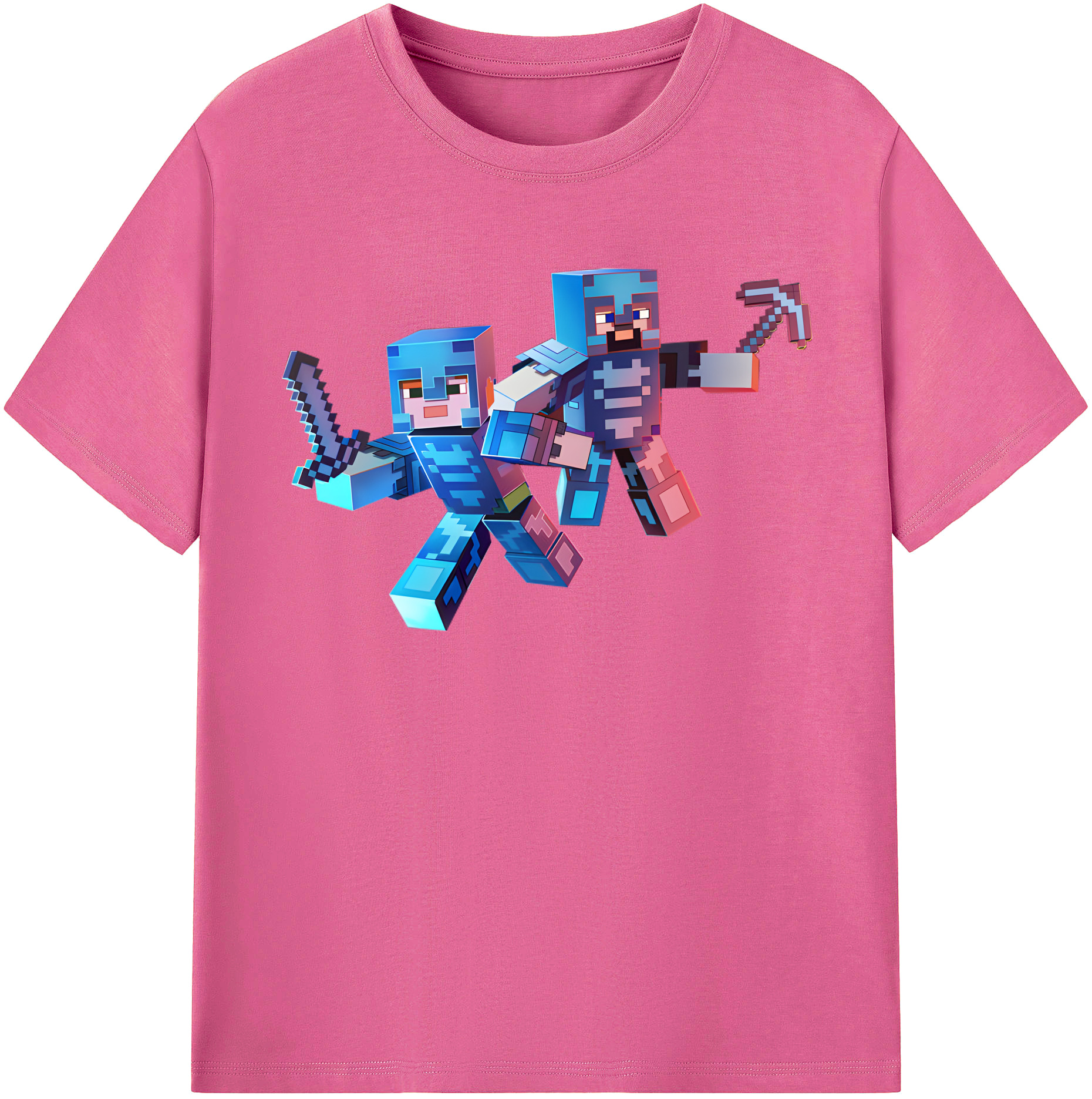 （画像用） マインクラフト ブロックの世界 Minecraft MC Block world レディースカジュアルプリントTシャツ（綿100％）