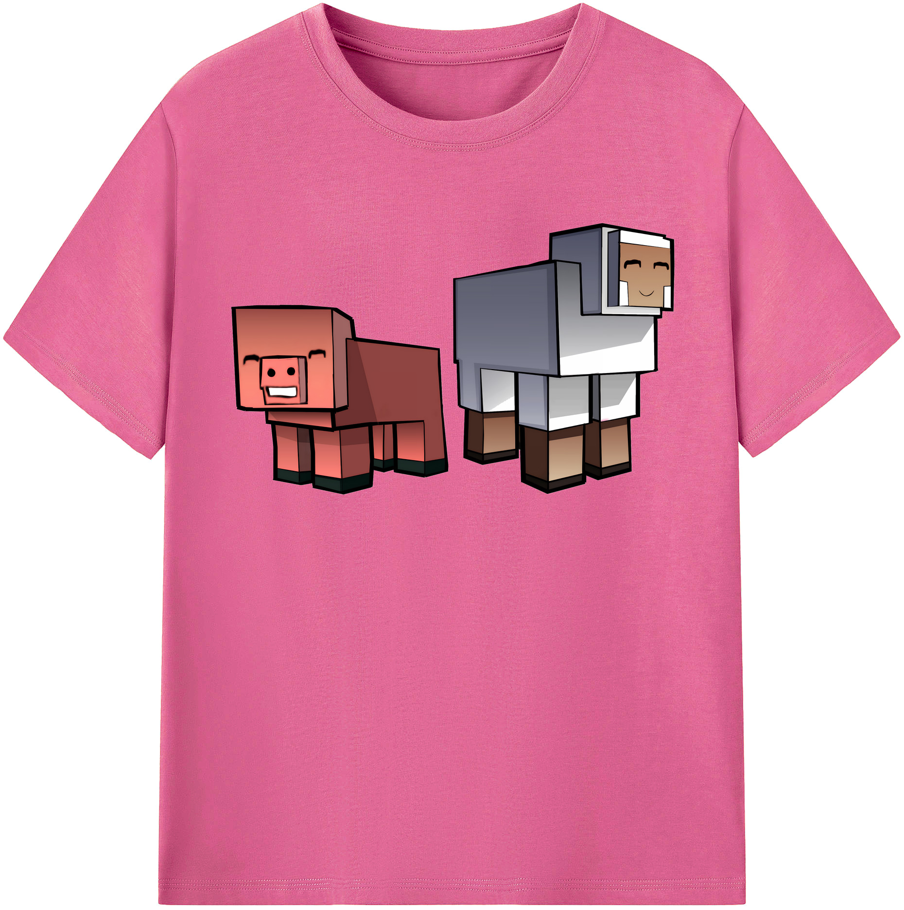 （画像用） マインクラフト ブロックの世界 Minecraft MC Block world レディースカジュアルプリントTシャツ（綿100％）