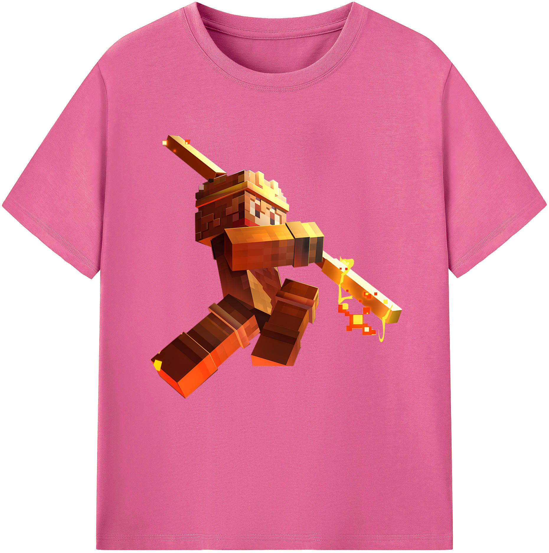 （画像用） マインクラフト ブロックの世界 Minecraft MC Block world レディースカジュアルプリントTシャツ（綿100％）