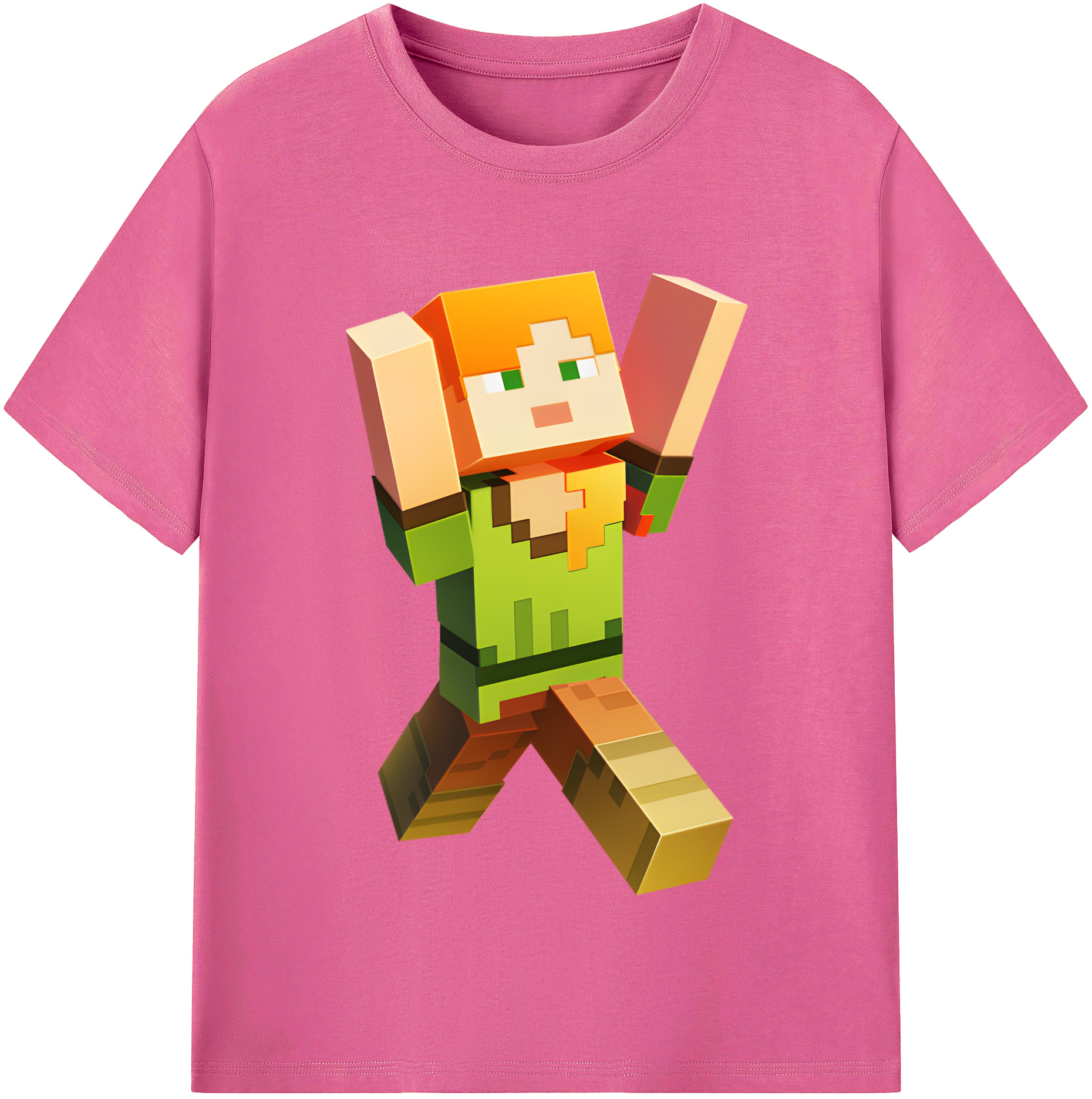 （画像用） マインクラフト ブロックの世界 Minecraft MC Block world レディースカジュアルプリントTシャツ（綿100％）