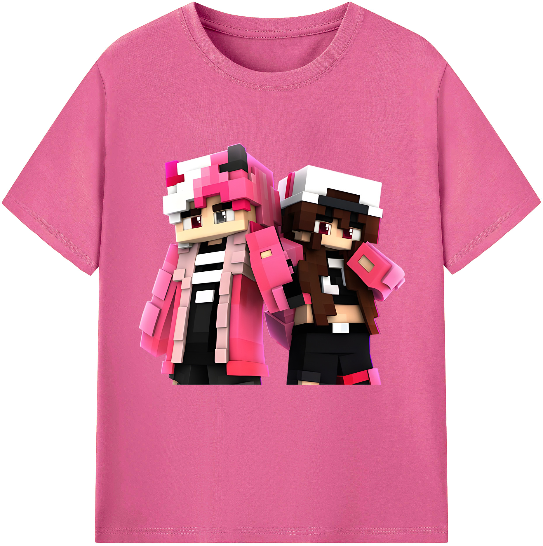 （画像用） マインクラフト ブロックの世界 Minecraft MC Block world レディースカジュアルプリントTシャツ（綿100％）
