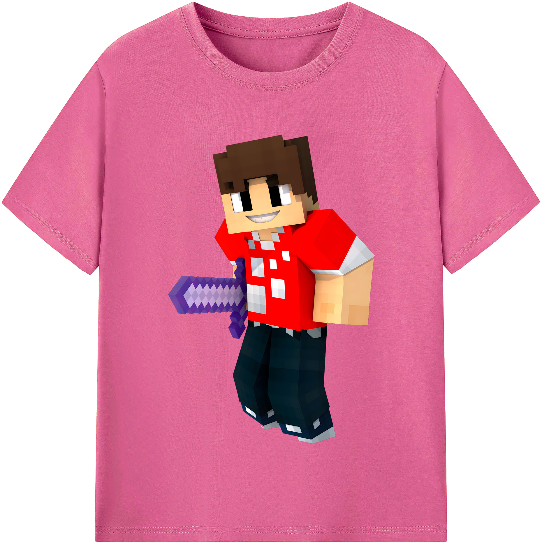 （画像用） マインクラフト ブロックの世界 Minecraft MC Block world レディースカジュアルプリントTシャツ（綿100％）