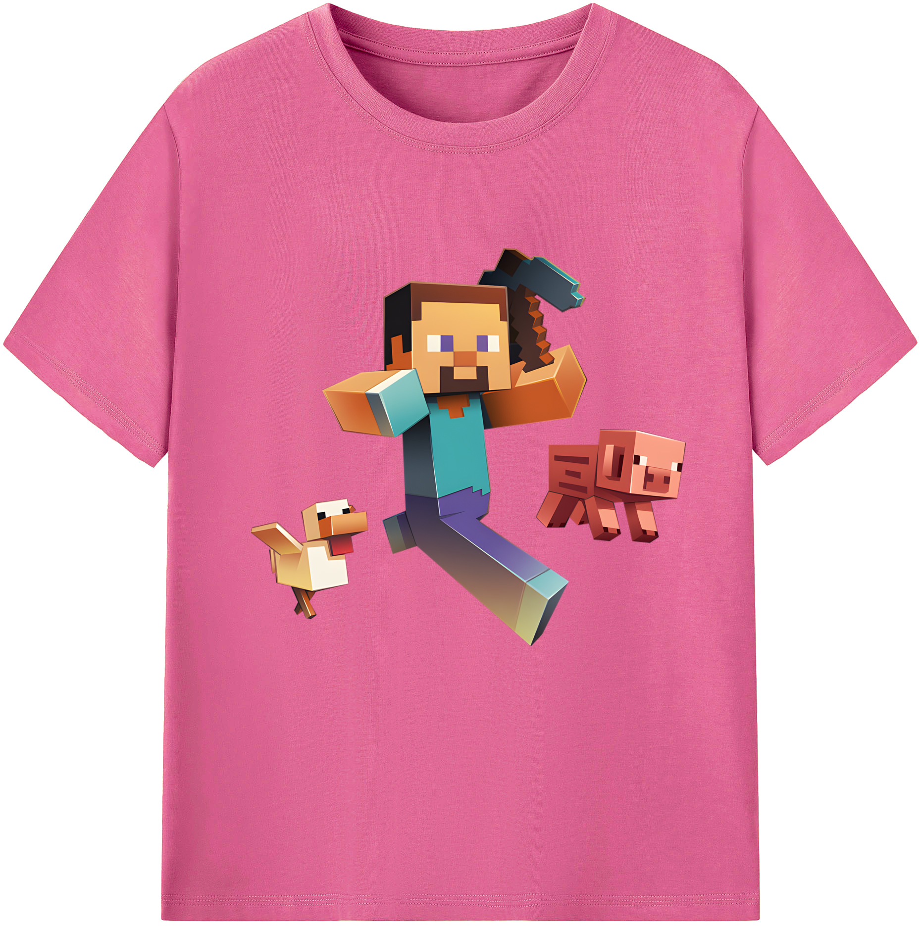 （画像用） マインクラフト ブロックの世界 Minecraft MC Block world レディースカジュアルプリントTシャツ（綿100％）