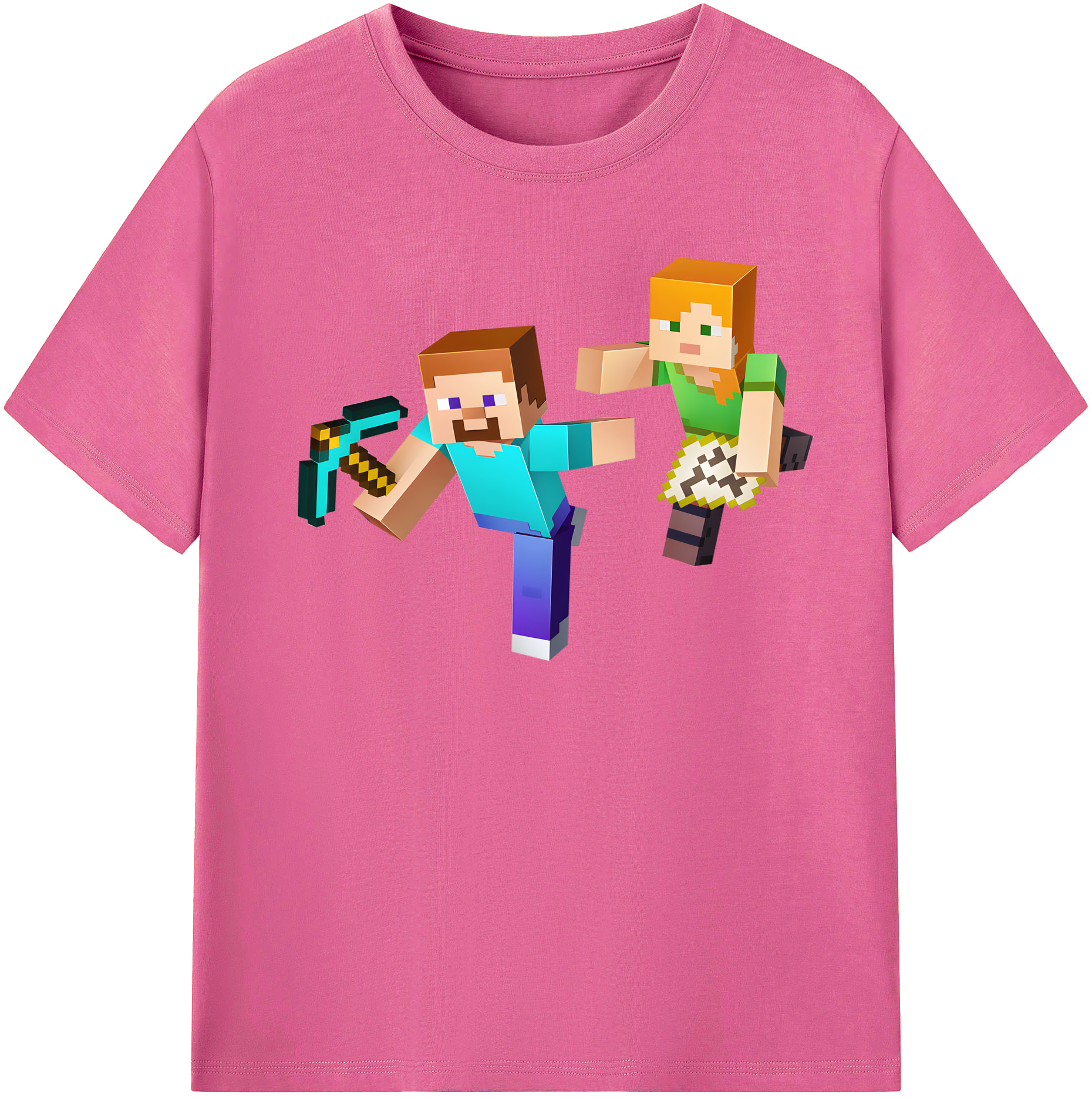 （画像用） マインクラフト ブロックの世界 Minecraft MC Block world レディースカジュアルプリントTシャツ（綿100％）