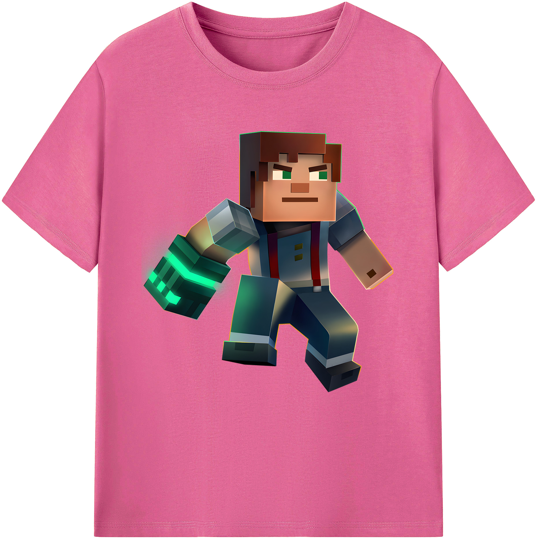 （画像用） マインクラフト ブロックの世界 Minecraft MC Block world レディースカジュアルプリントTシャツ（綿100％）
