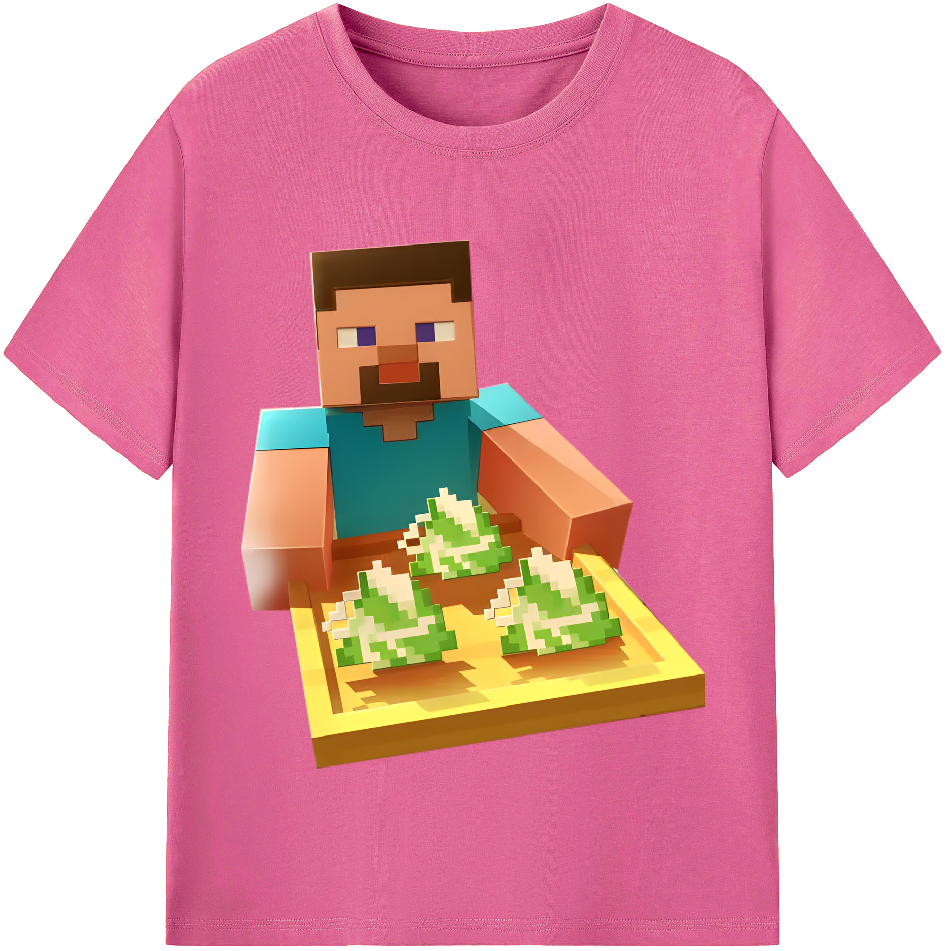 （画像用） マインクラフト ブロックの世界 Minecraft MC Block world レディースカジュアルプリントTシャツ（綿100％）