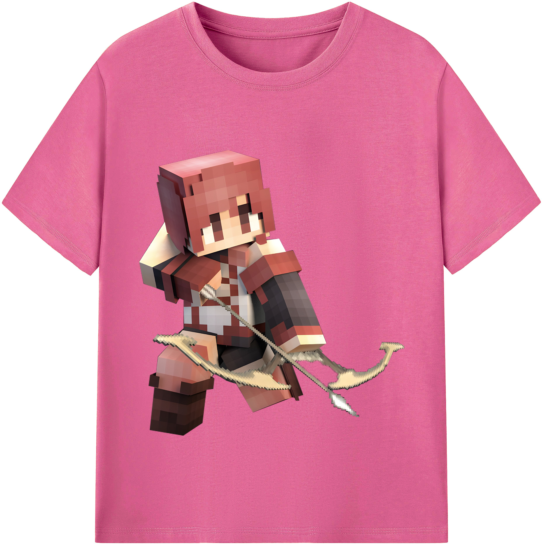 （画像用） マインクラフト ブロックの世界 Minecraft MC Block world レディースカジュアルプリントTシャツ（綿100％）