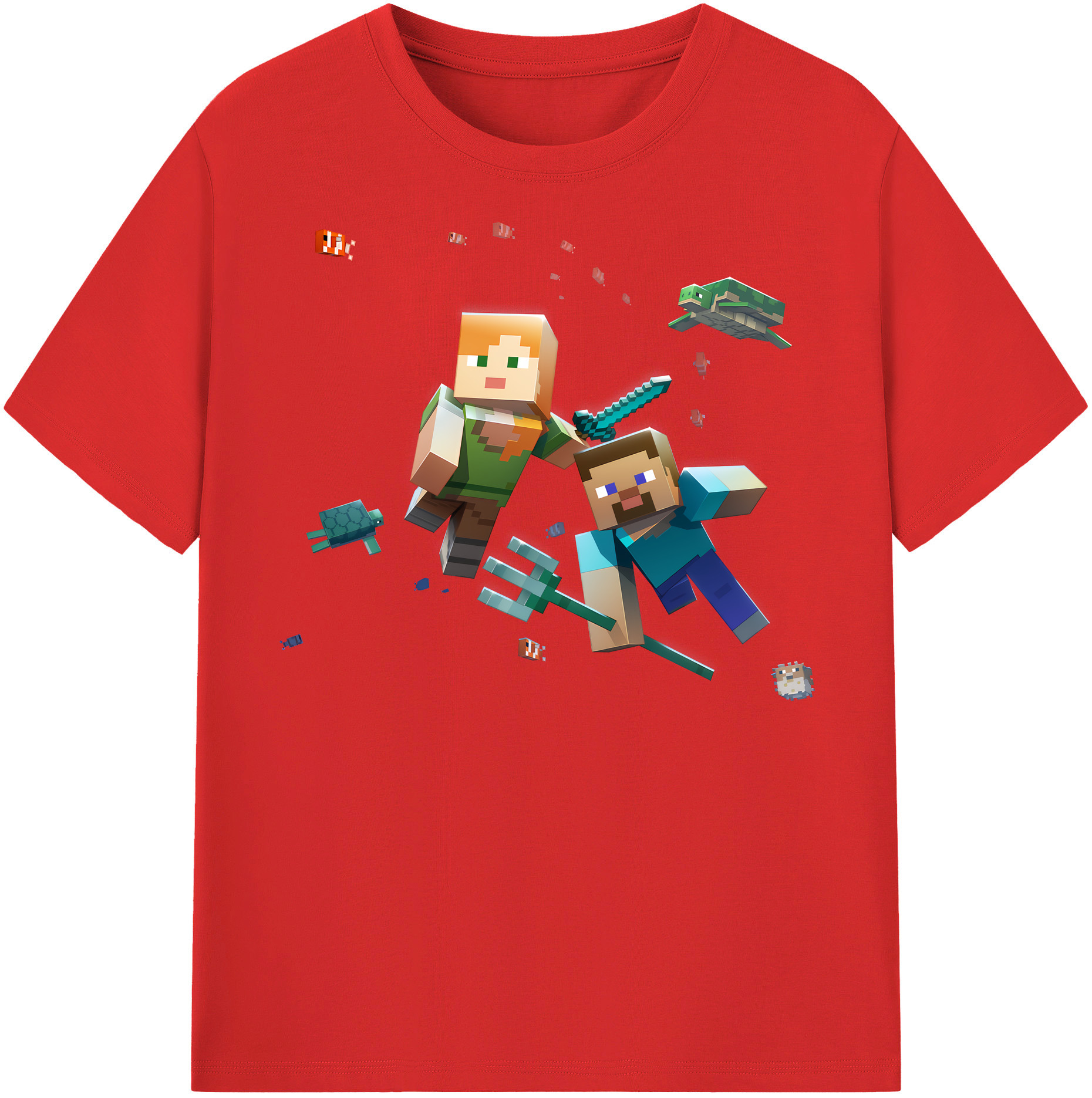 （画像用） マインクラフト ブロックの世界 Minecraft MC Block world レディースカジュアルプリントTシャツ（綿100％）