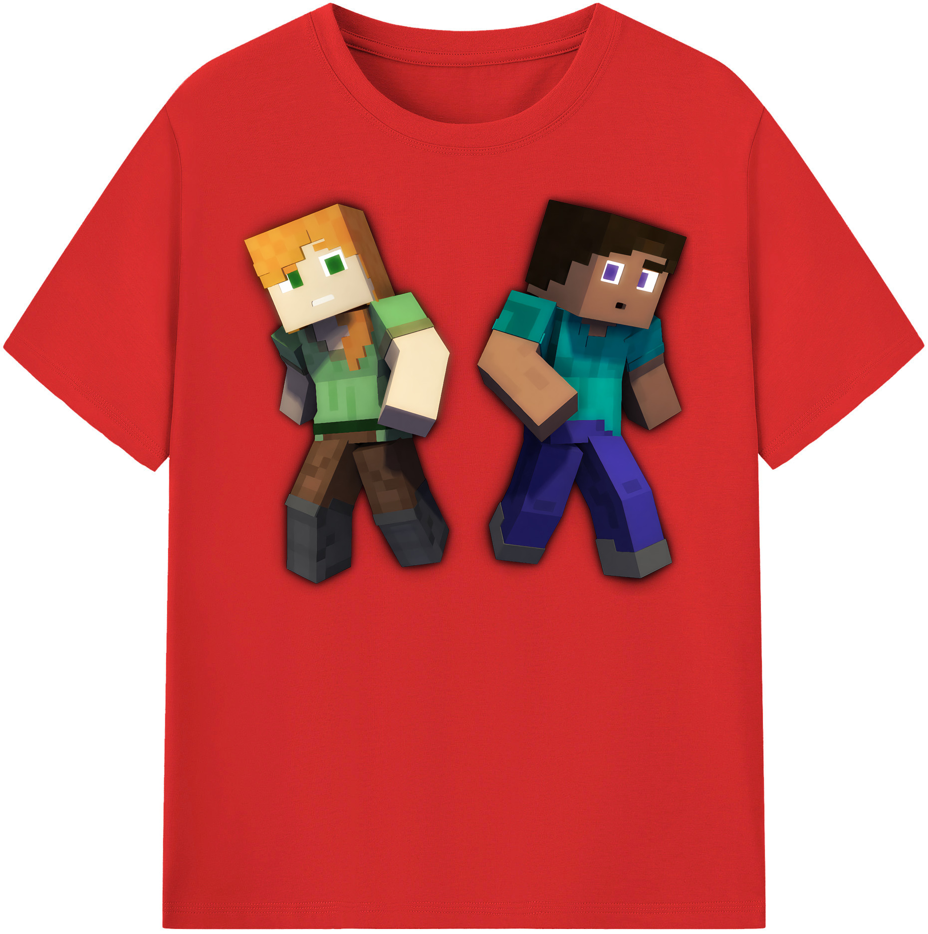 （画像用） マインクラフト ブロックの世界 Minecraft MC Block world レディースカジュアルプリントTシャツ（綿100％）