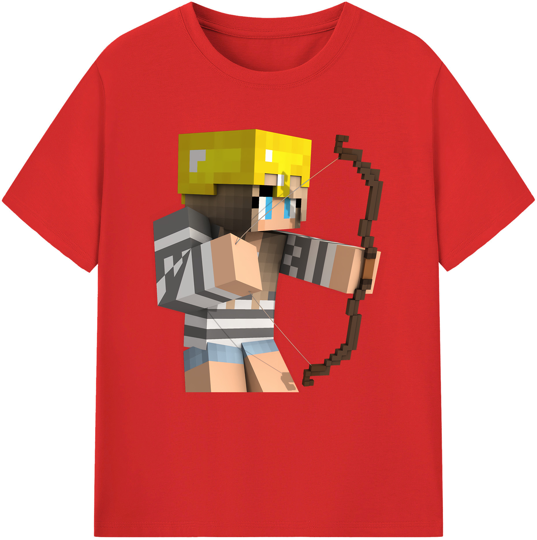 （画像用） マインクラフト ブロックの世界 Minecraft MC Block world レディースカジュアルプリントTシャツ（綿100％）