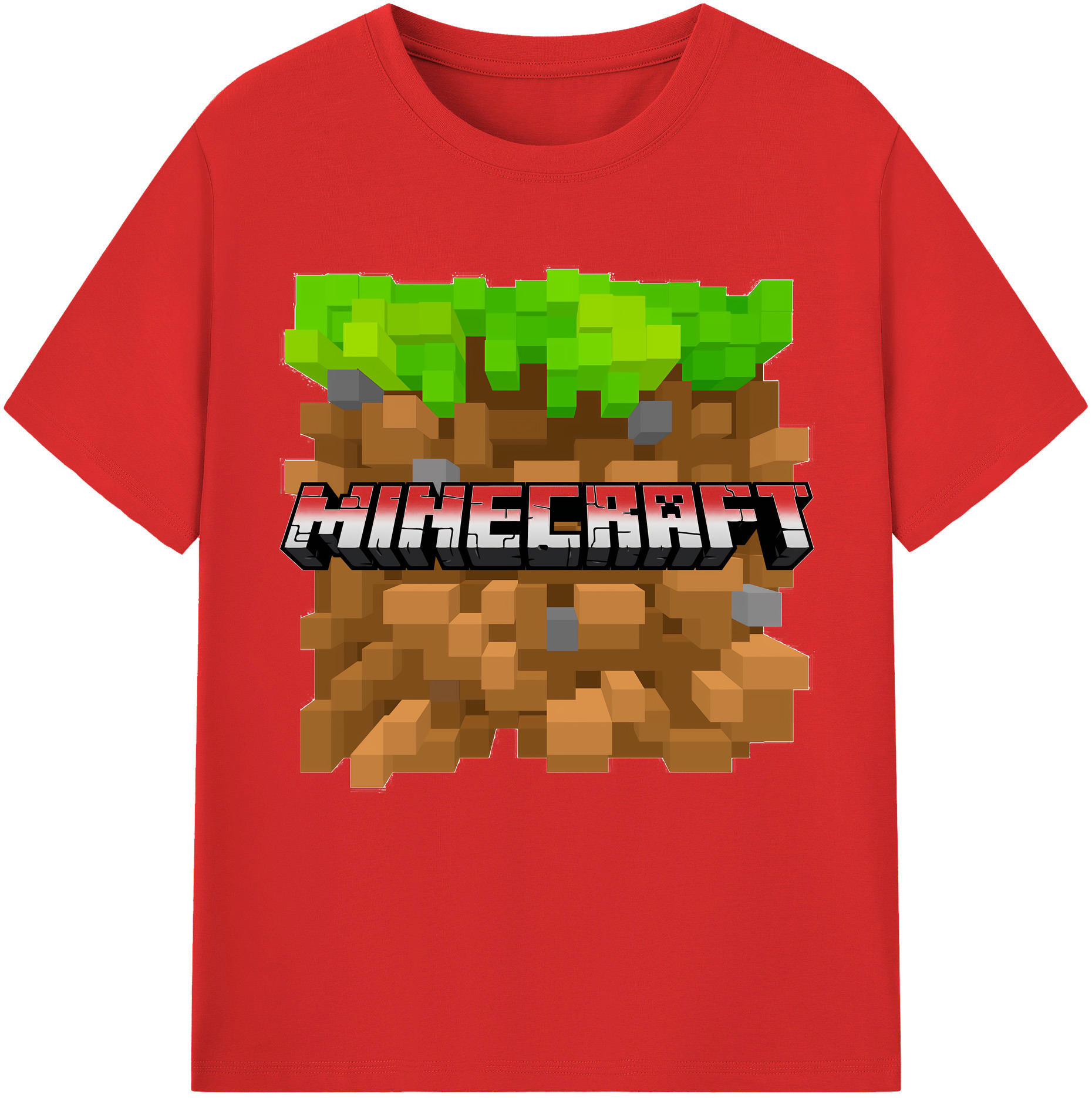 （画像用） マインクラフト ブロックの世界 Minecraft MC Block world レディースカジュアルプリントTシャツ（綿100％）