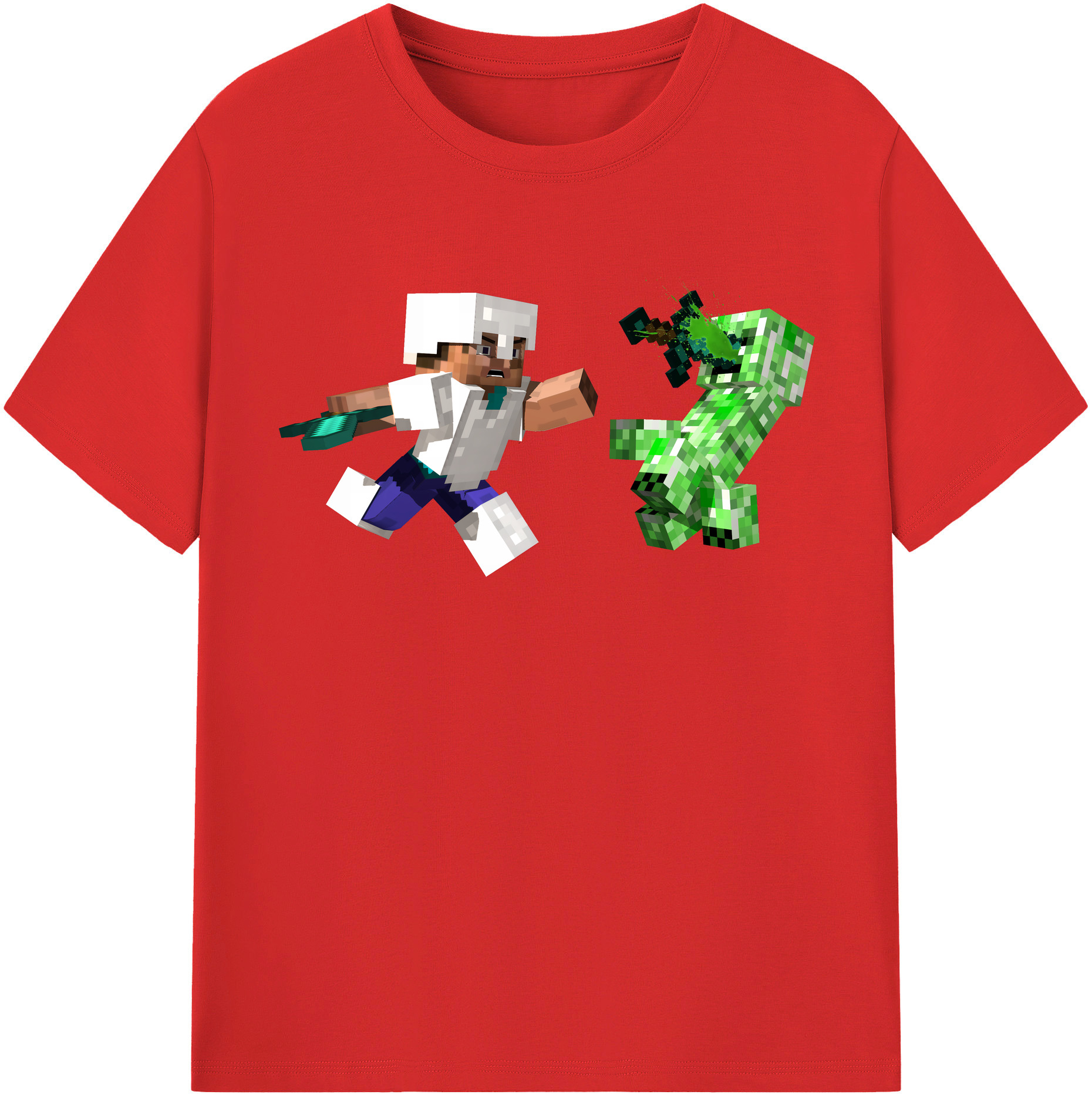（画像用） マインクラフト ブロックの世界 Minecraft MC Block world レディースカジュアルプリントTシャツ（綿100％）