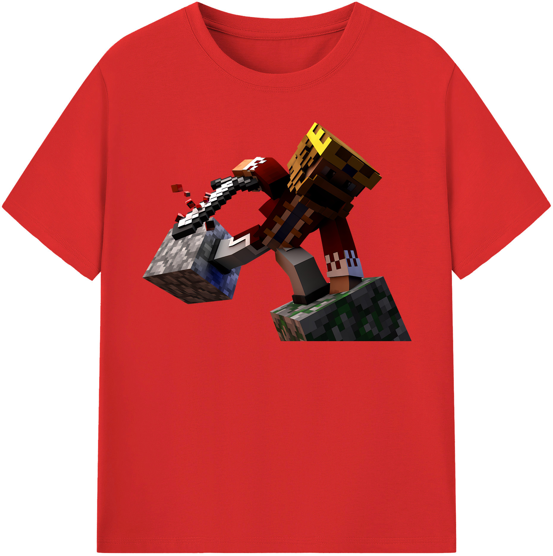 （画像用） マインクラフト ブロックの世界 Minecraft MC Block world レディースカジュアルプリントTシャツ（綿100％）