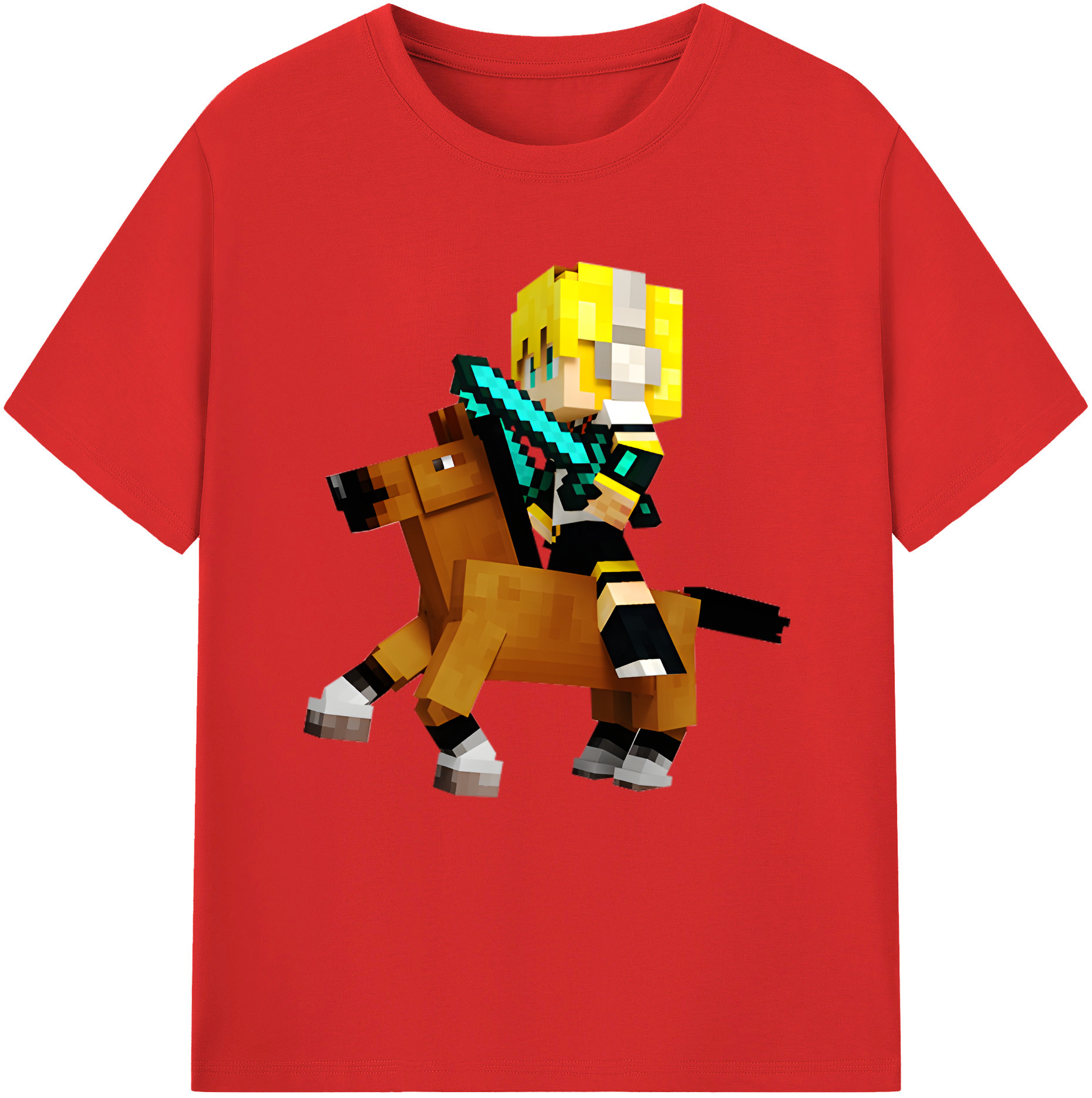 （画像用） マインクラフト ブロックの世界 Minecraft MC Block world レディースカジュアルプリントTシャツ（綿100％）