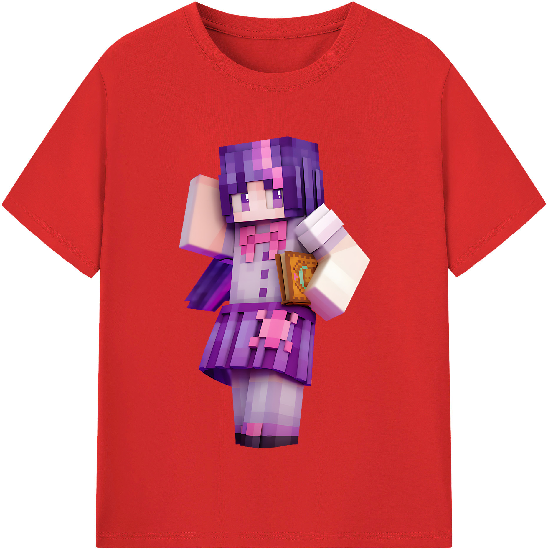 （画像用） マインクラフト ブロックの世界 Minecraft MC Block world レディースカジュアルプリントTシャツ（綿100％）