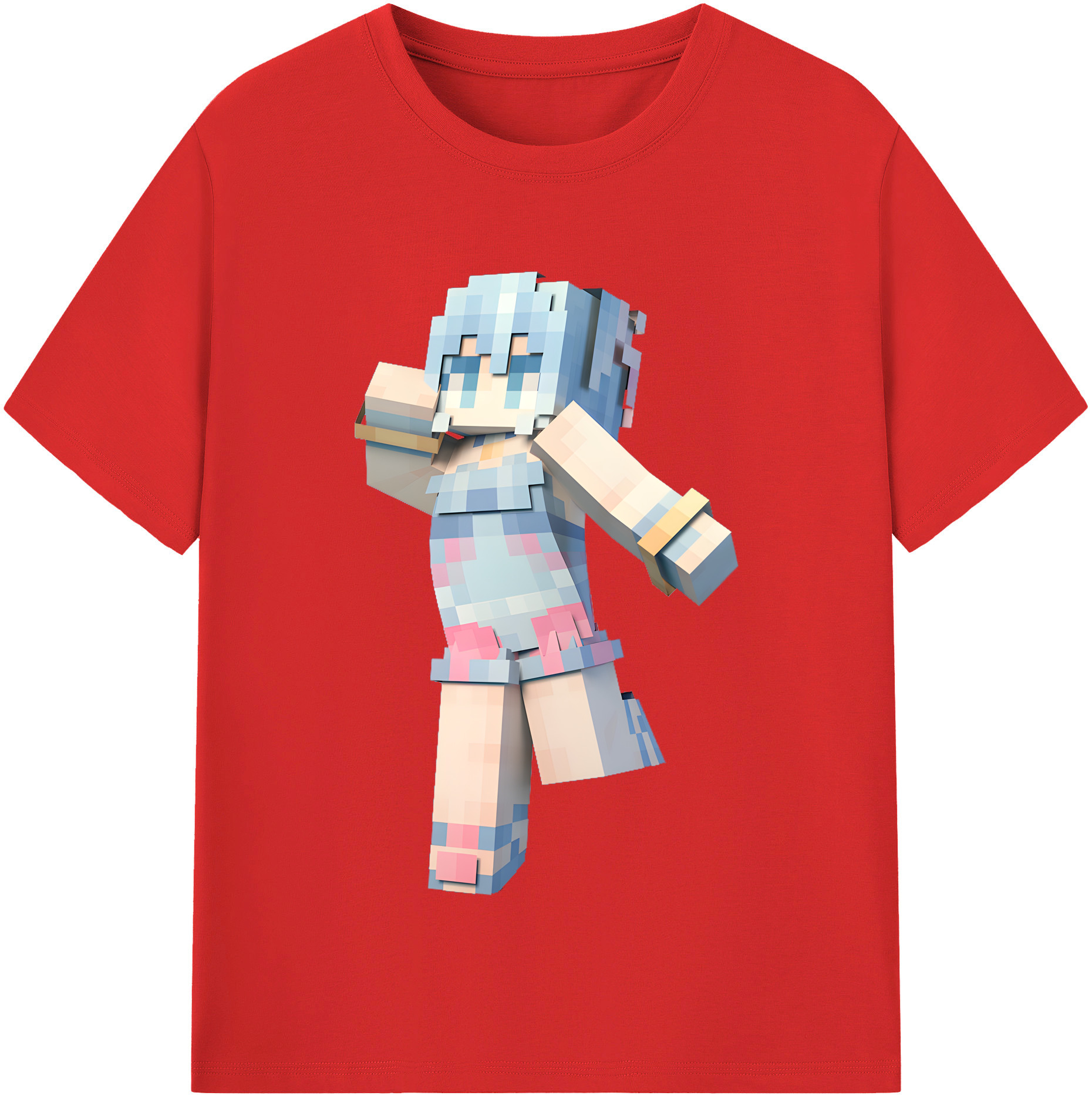 （画像用） マインクラフト ブロックの世界 Minecraft MC Block world レディースカジュアルプリントTシャツ（綿100％）