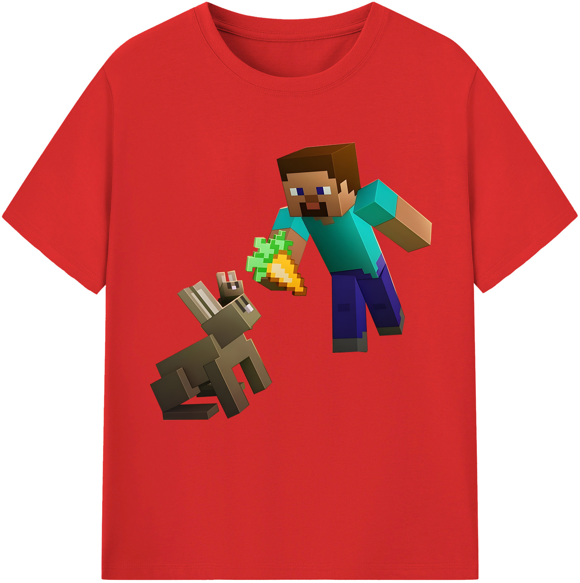 （画像用） マインクラフト ブロックの世界 Minecraft MC Block world レディースカジュアルプリントTシャツ（綿100％）