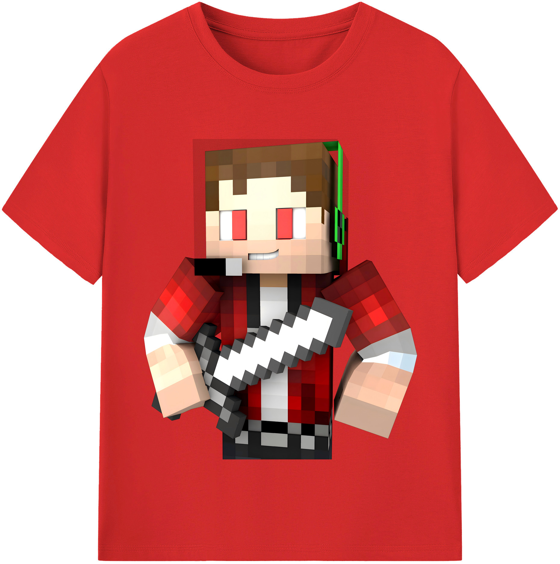 （画像用） マインクラフト ブロックの世界 Minecraft MC Block world レディースカジュアルプリントTシャツ（綿100％）