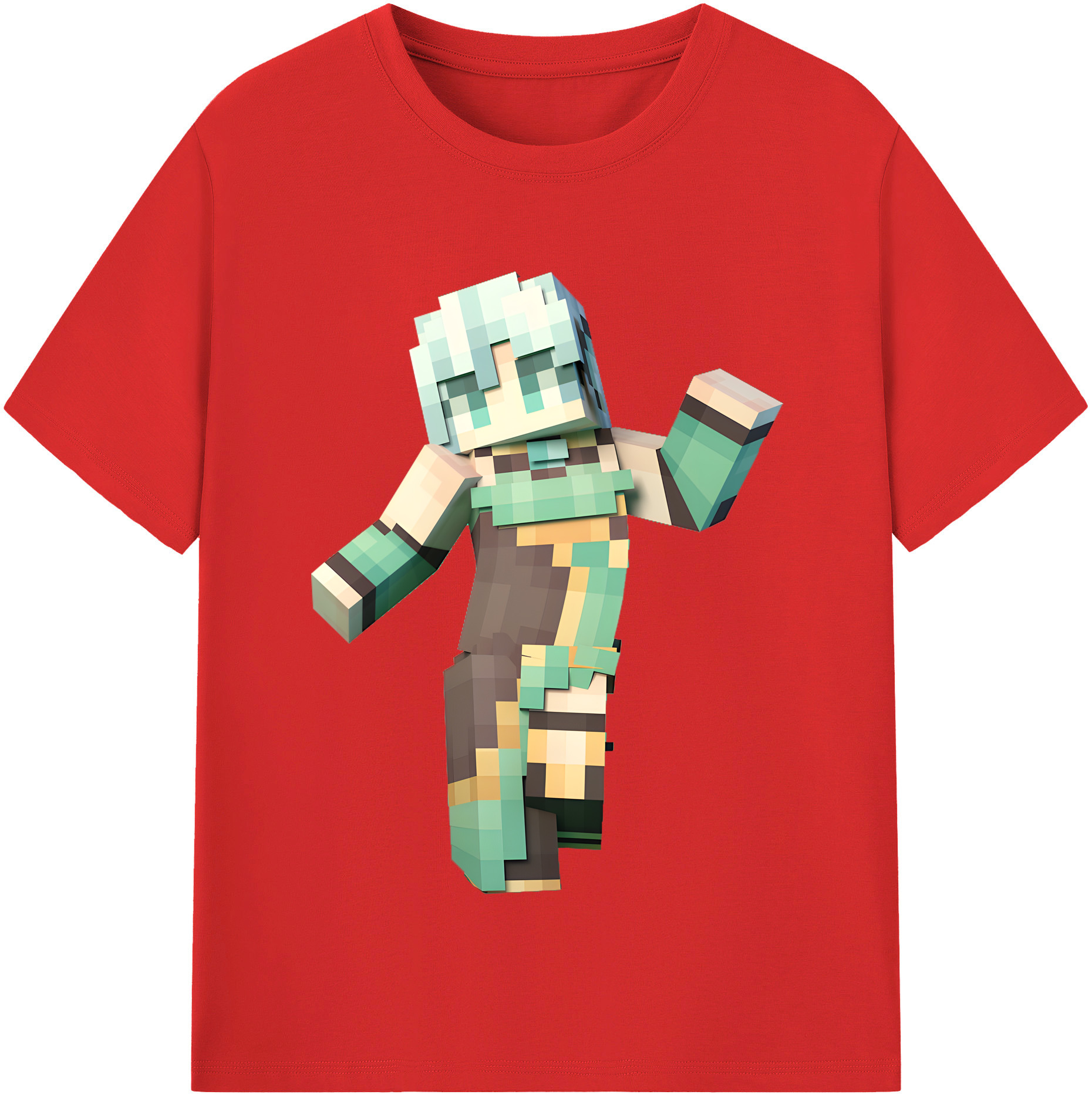 （画像用） マインクラフト ブロックの世界 Minecraft MC Block world レディースカジュアルプリントTシャツ（綿100％）