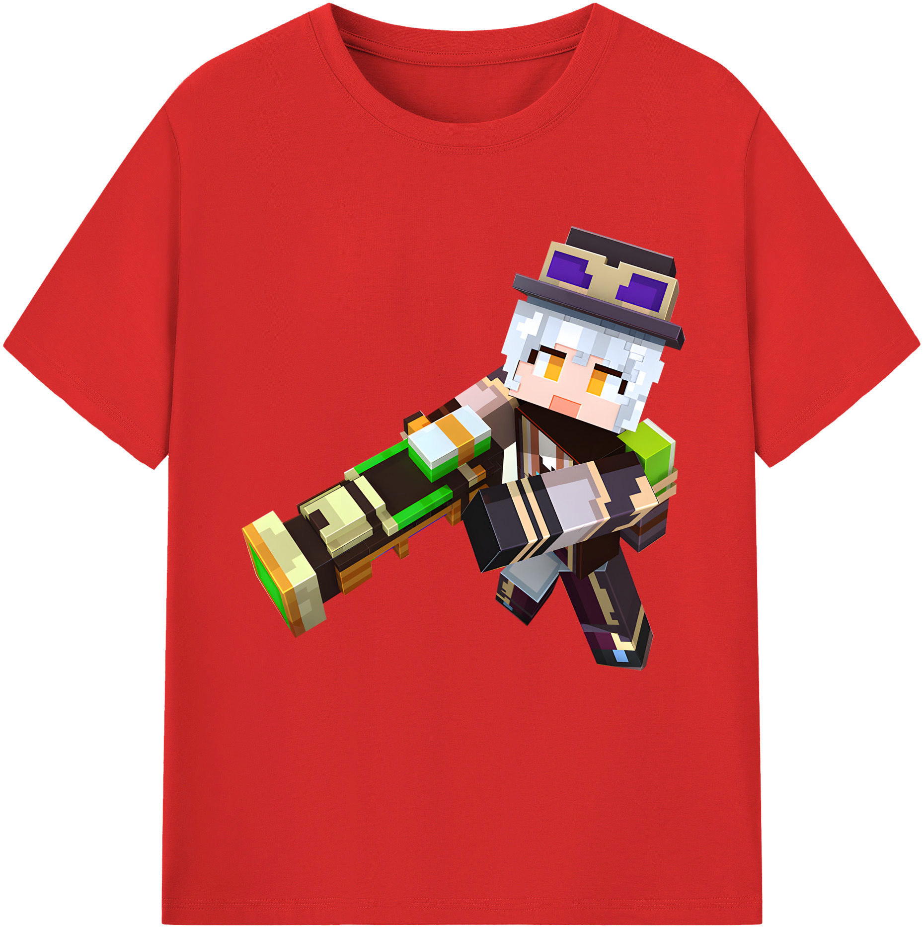 （画像用） マインクラフト ブロックの世界 Minecraft MC Block world レディースカジュアルプリントTシャツ（綿100％）