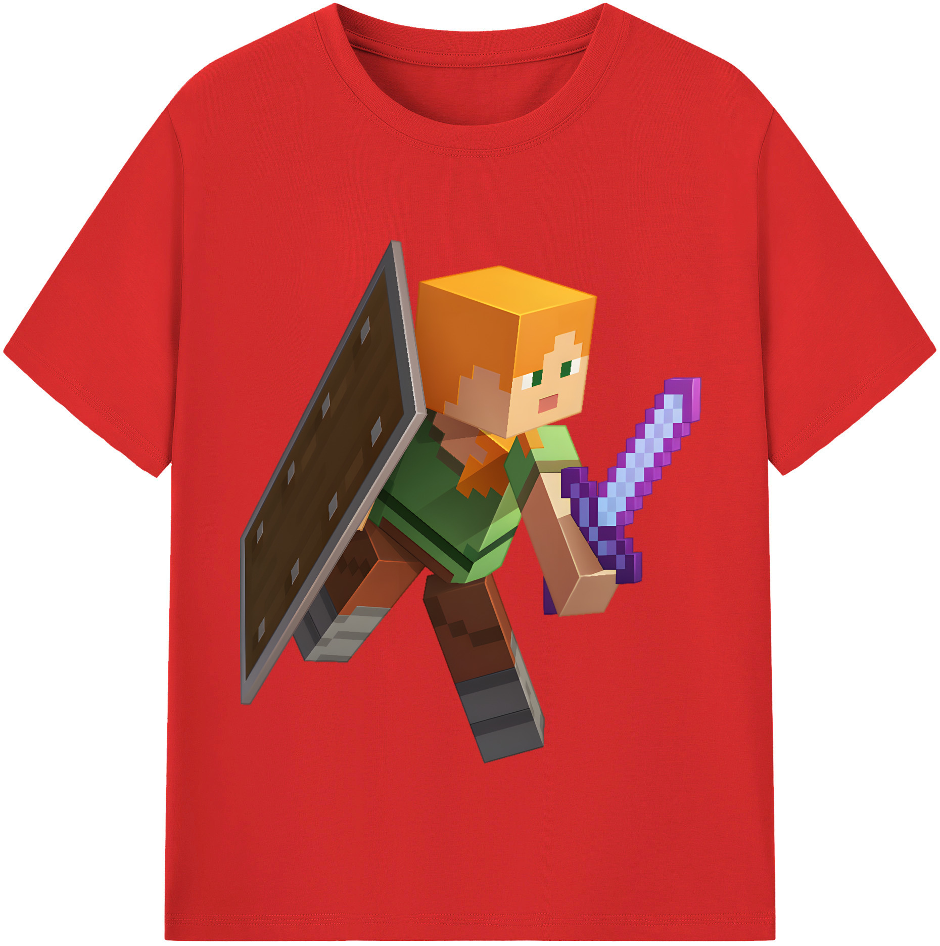 （画像用） マインクラフト ブロックの世界 Minecraft MC Block world レディースカジュアルプリントTシャツ（綿100％）