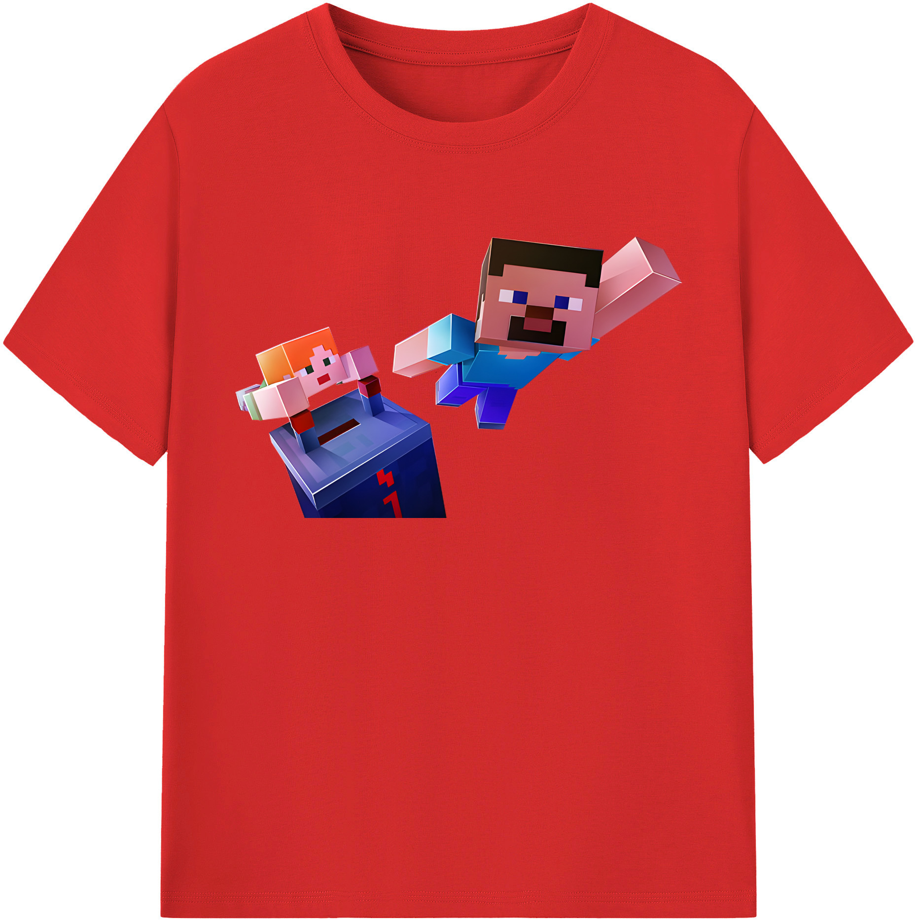 （画像用） マインクラフト ブロックの世界 Minecraft MC Block world レディースカジュアルプリントTシャツ（綿100％）
