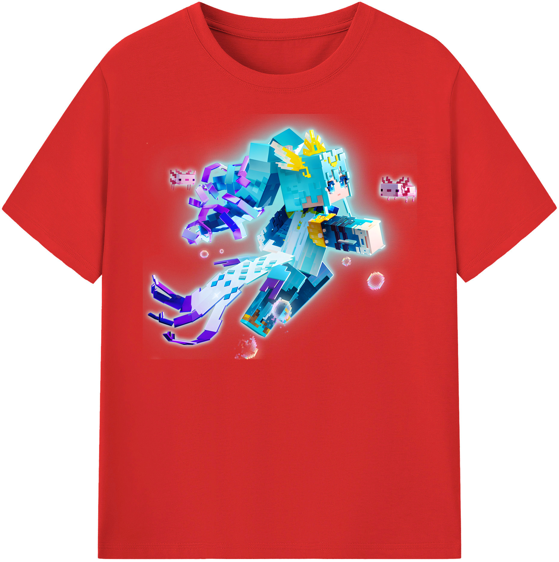 （画像用） マインクラフト ブロックの世界 Minecraft MC Block world レディースカジュアルプリントTシャツ（綿100％）