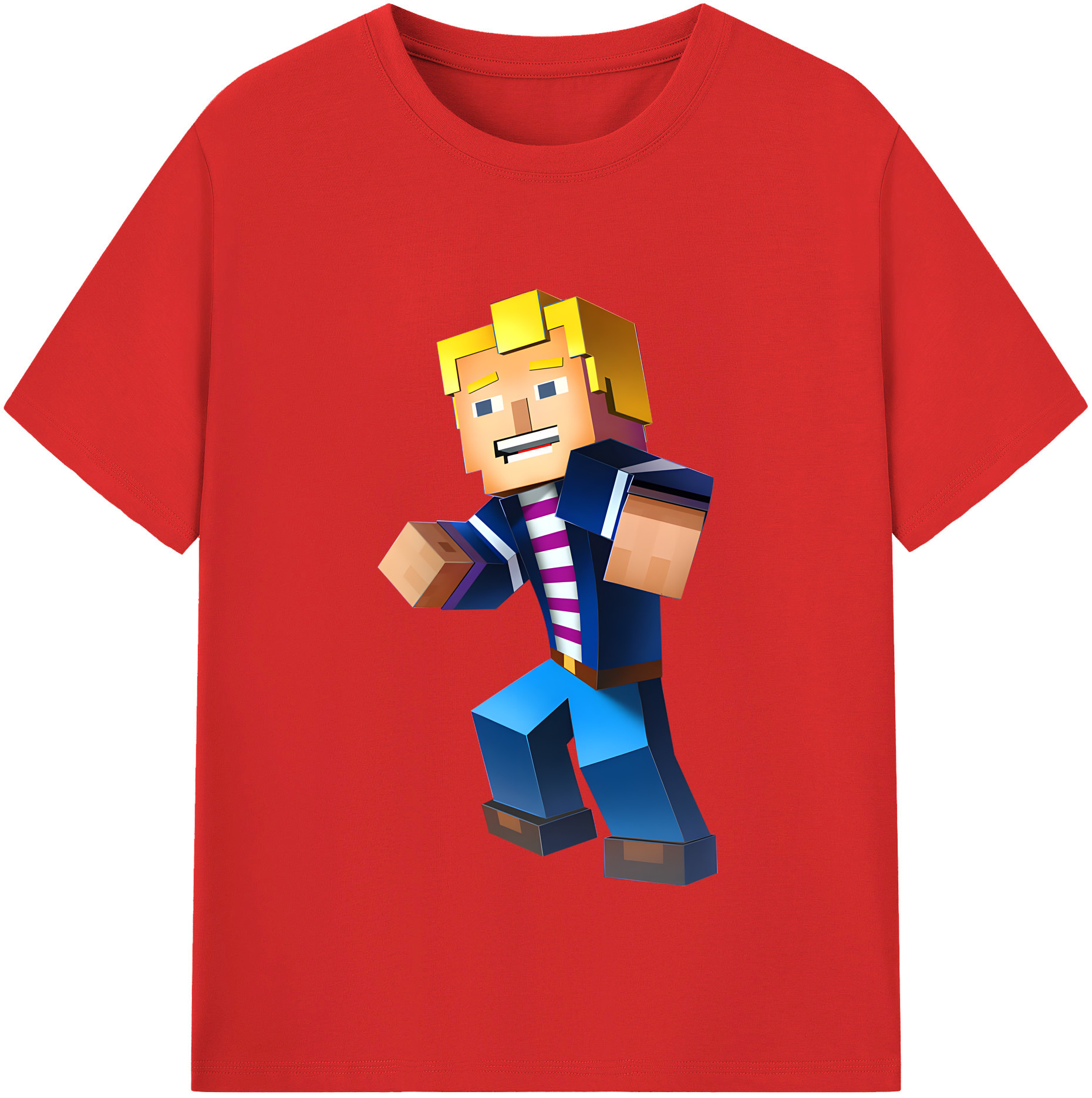 （画像用） マインクラフト ブロックの世界 Minecraft MC Block world レディースカジュアルプリントTシャツ（綿100％）