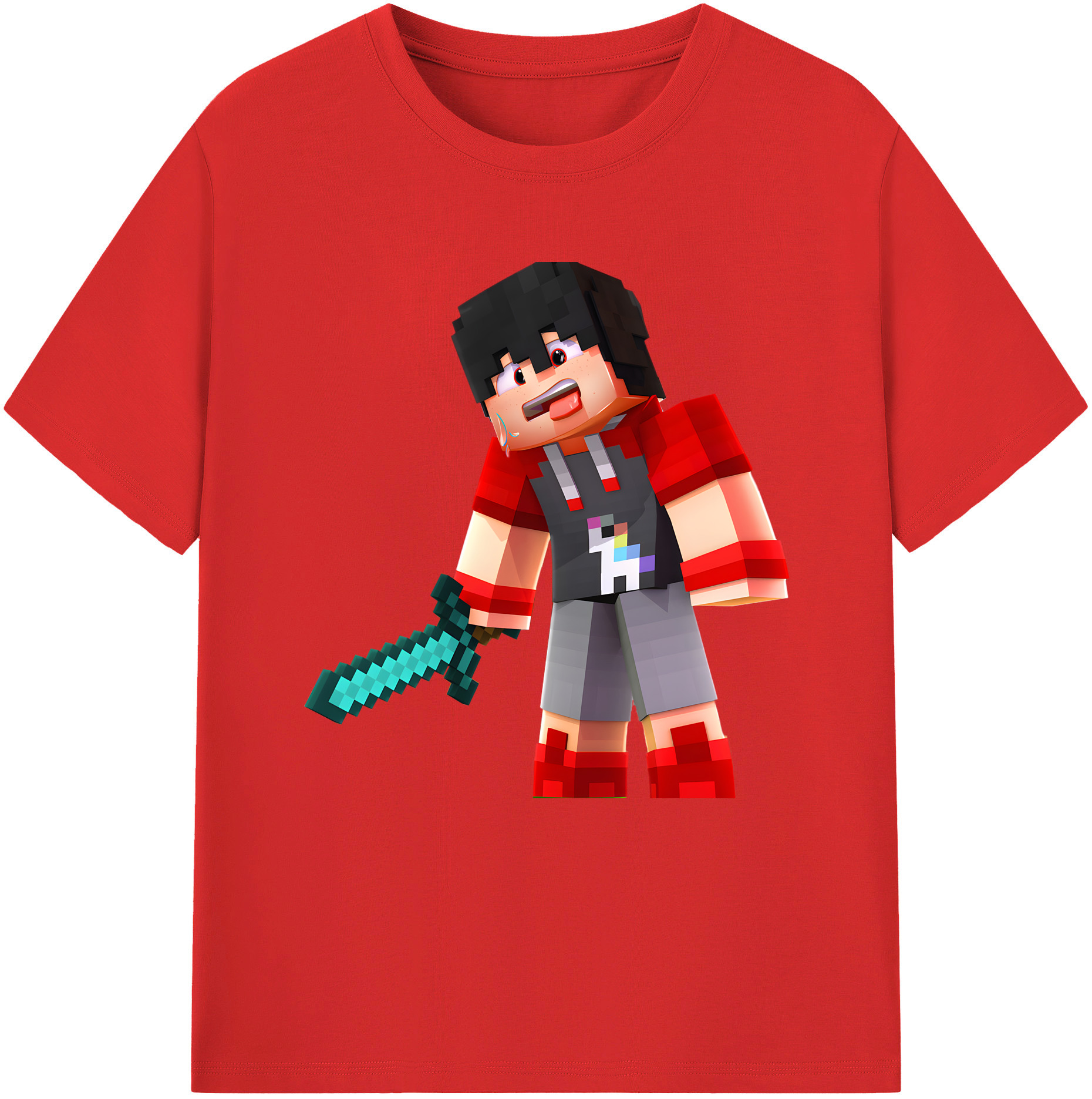 （画像用） マインクラフト ブロックの世界 Minecraft MC Block world レディースカジュアルプリントTシャツ（綿100％）