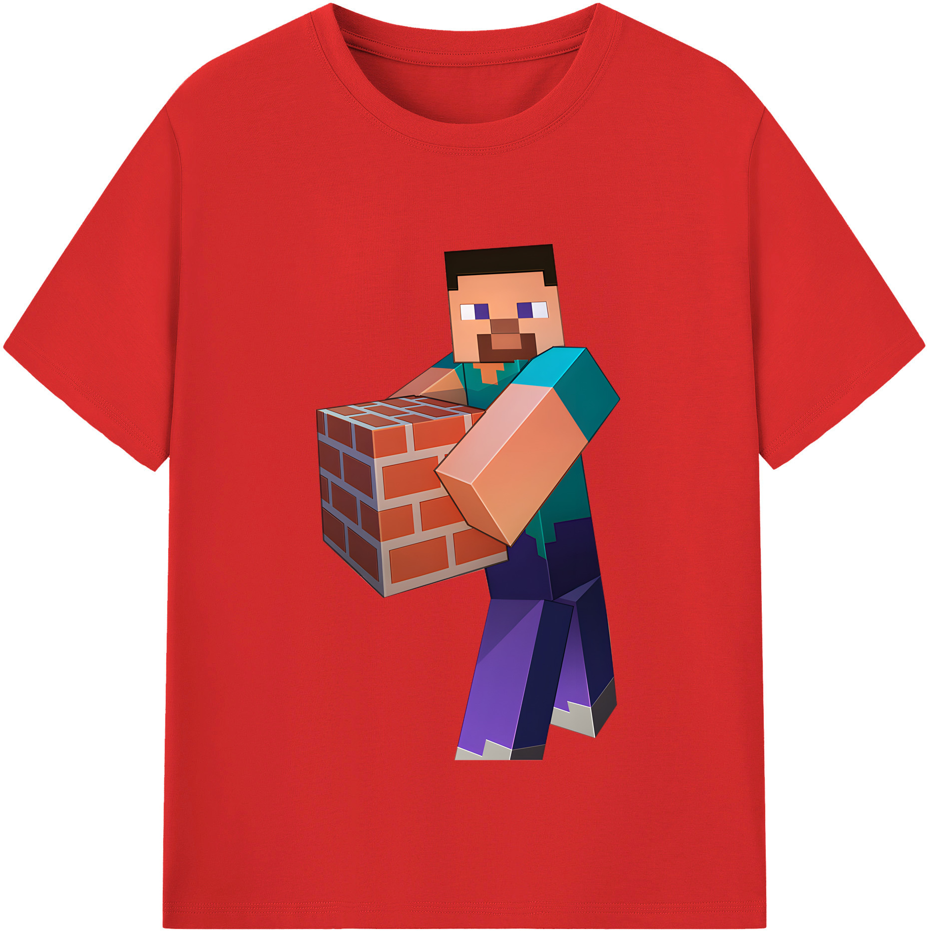 （画像用） マインクラフト ブロックの世界 Minecraft MC Block world レディースカジュアルプリントTシャツ（綿100％）