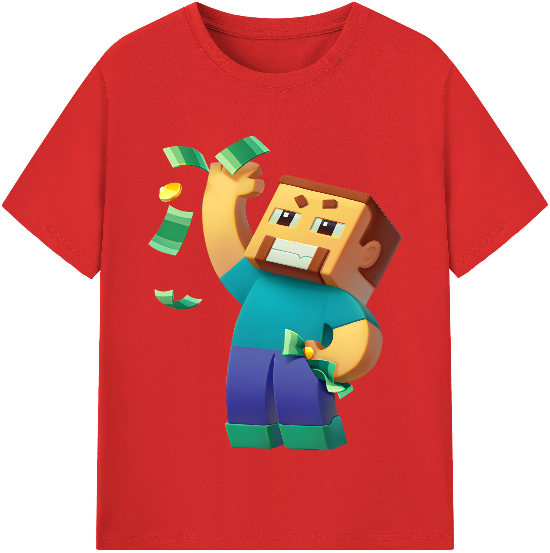 （画像用） マインクラフト ブロックの世界 Minecraft MC Block world レディースカジュアルプリントTシャツ（綿100％）