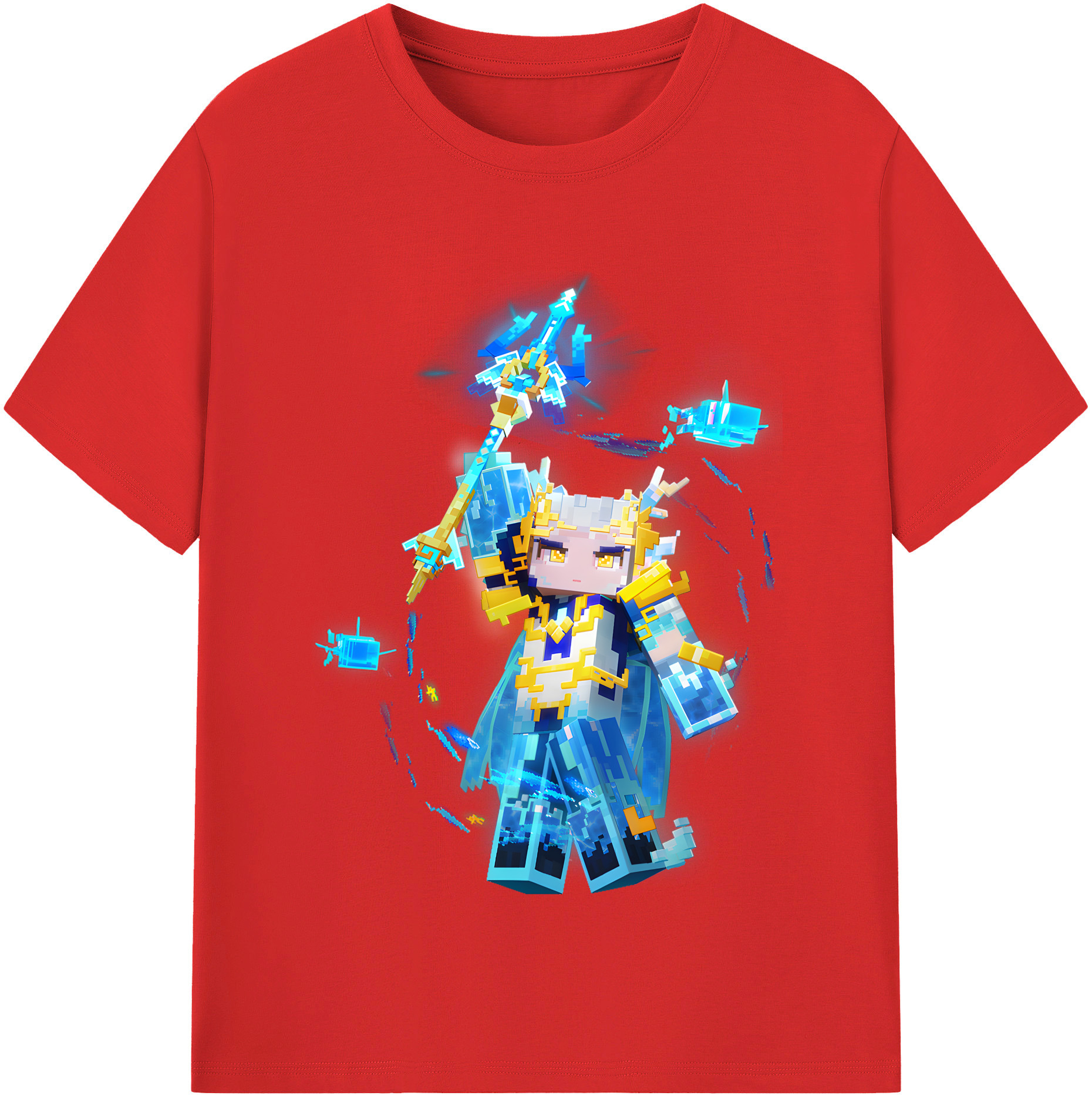 （画像用） マインクラフト ブロックの世界 Minecraft MC Block world レディースカジュアルプリントTシャツ（綿100％）