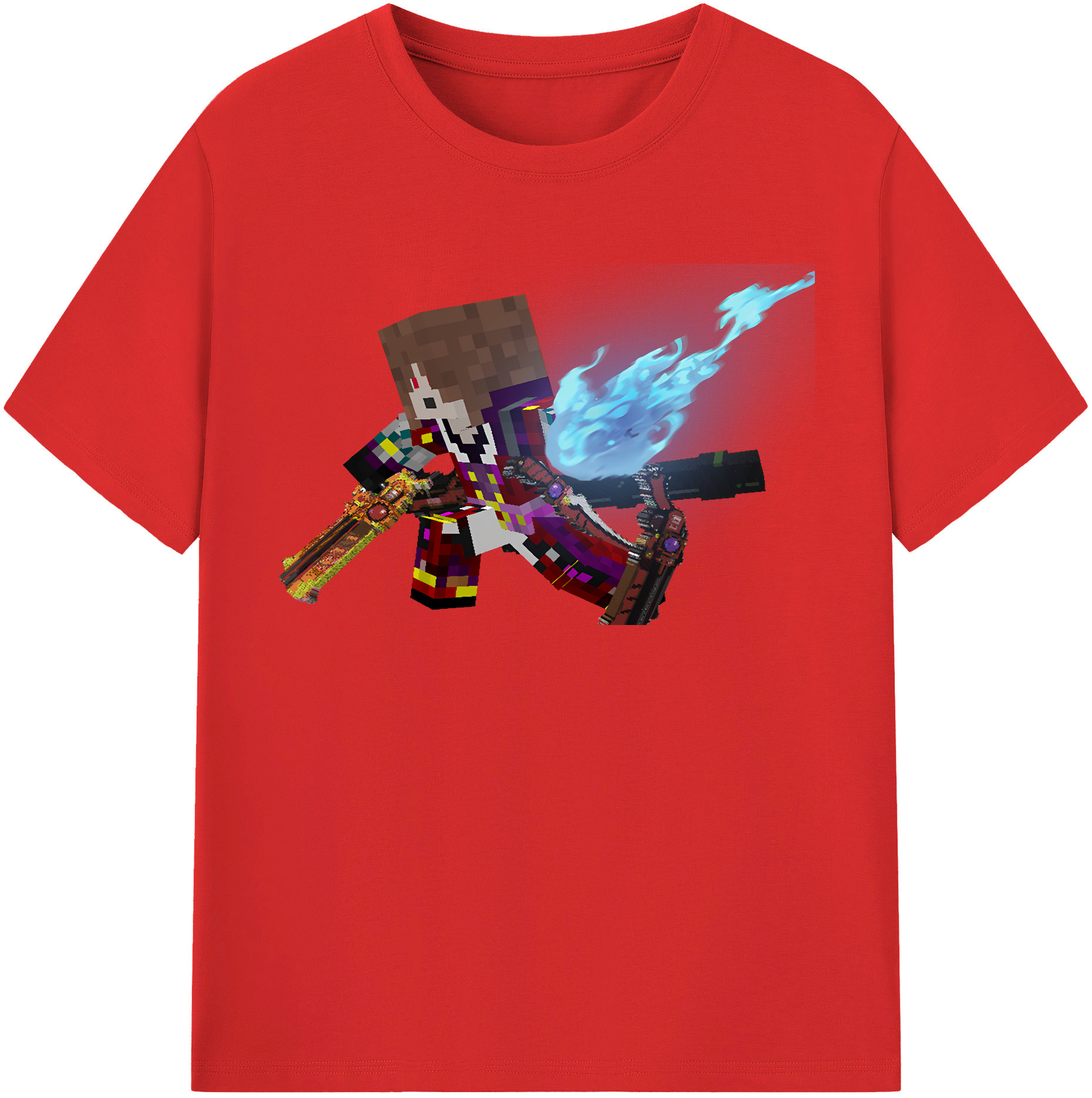 （画像用） マインクラフト ブロックの世界 Minecraft MC Block world レディースカジュアルプリントTシャツ（綿100％）