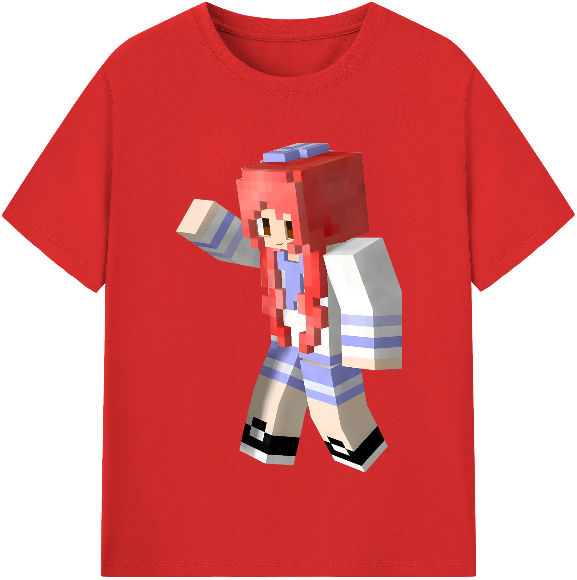 （画像用） マインクラフト ブロックの世界 Minecraft MC Block world レディースカジュアルプリントTシャツ（綿100％）