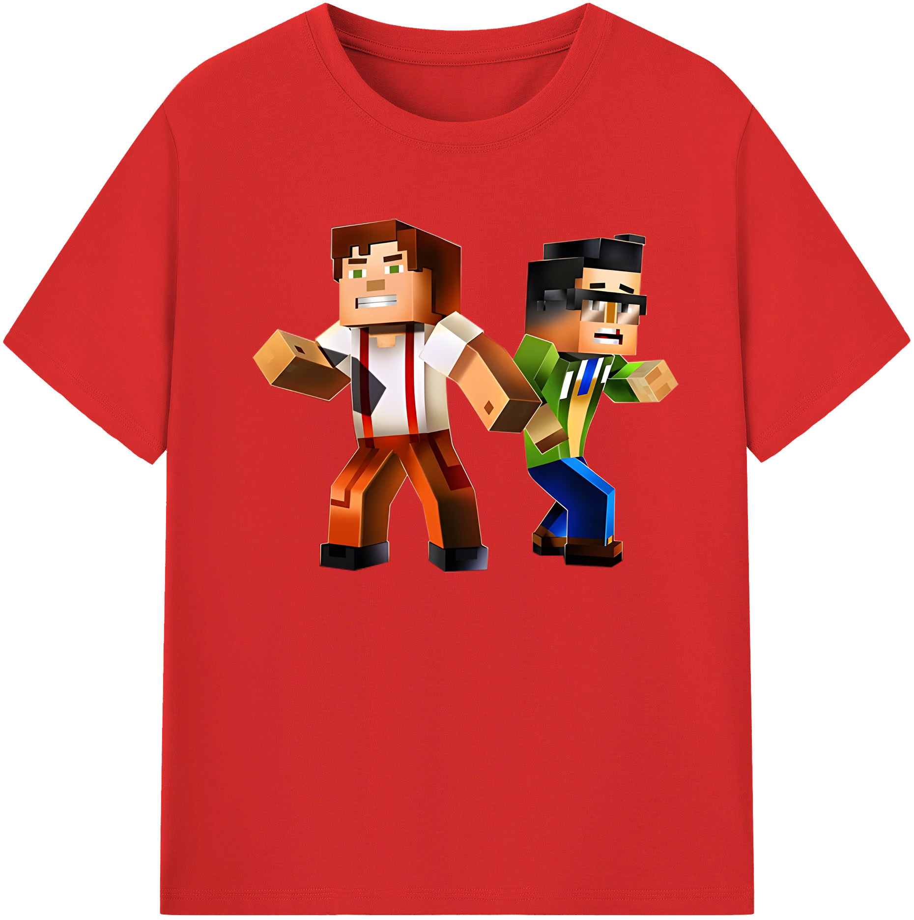 （画像用） マインクラフト ブロックの世界 Minecraft MC Block world レディースカジュアルプリントTシャツ（綿100％）