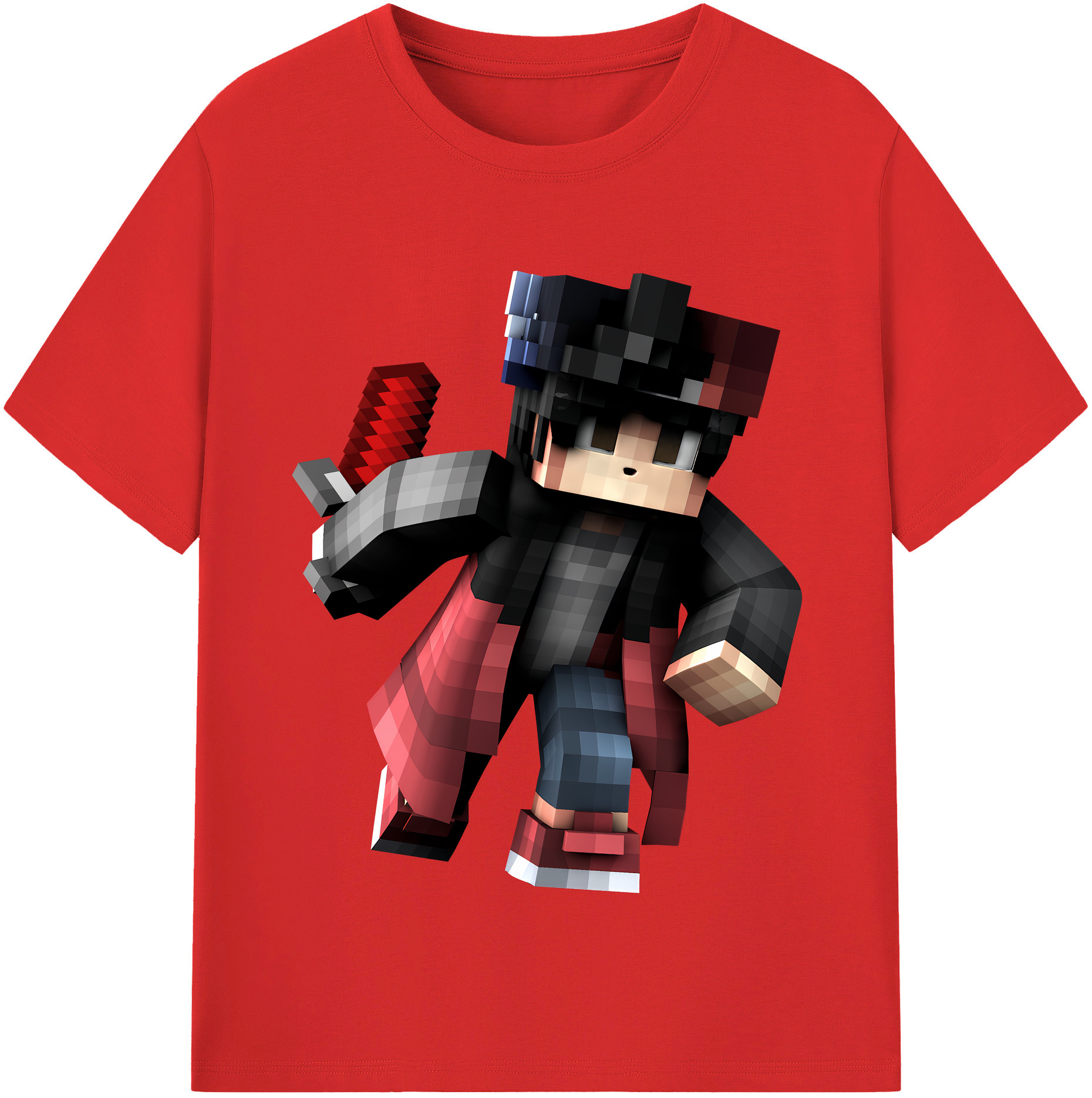 （画像用） マインクラフト ブロックの世界 Minecraft MC Block world レディースカジュアルプリントTシャツ（綿100％）