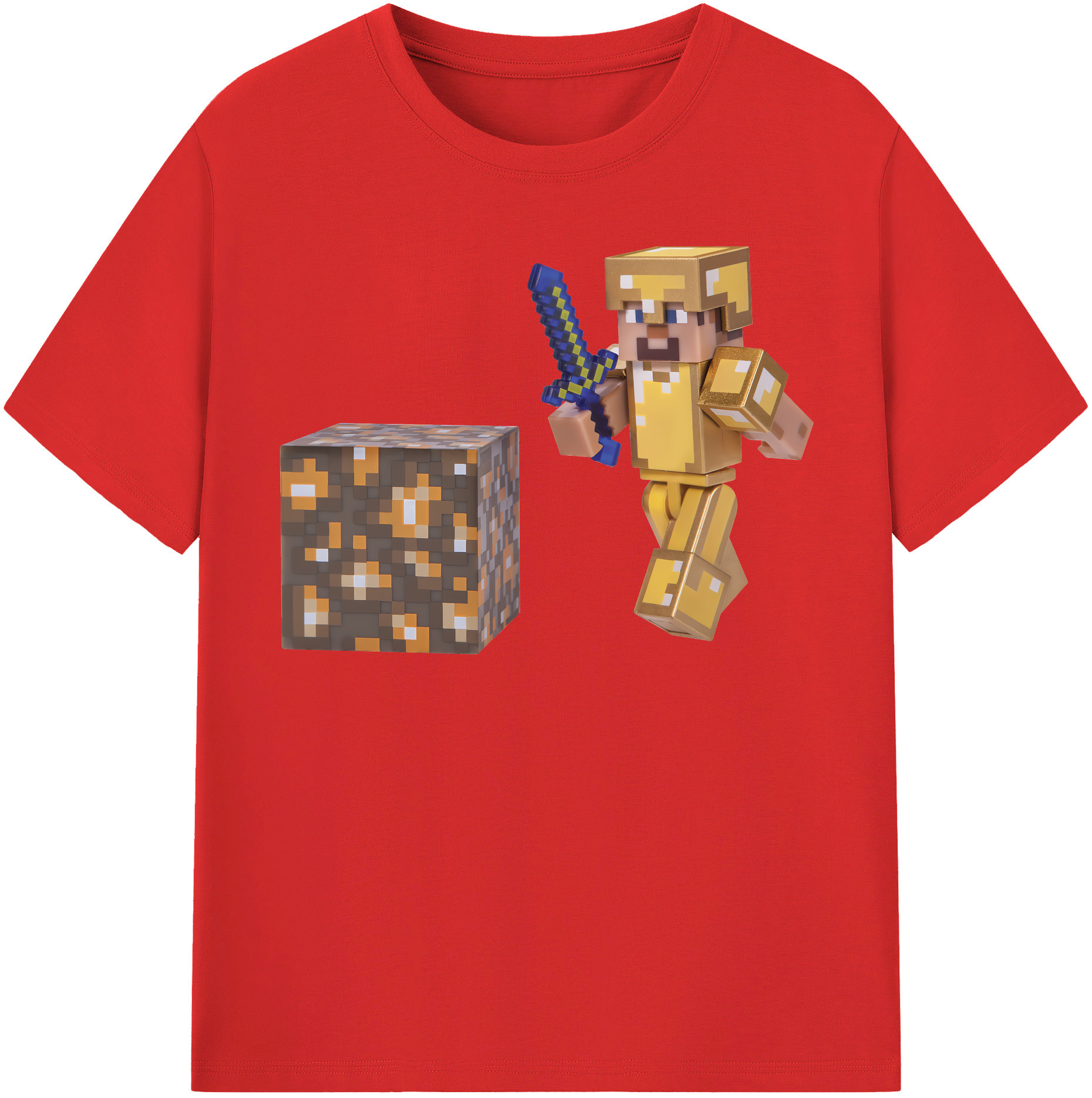 （画像用） マインクラフト ブロックの世界 Minecraft MC Block world レディースカジュアルプリントTシャツ（綿100％）
