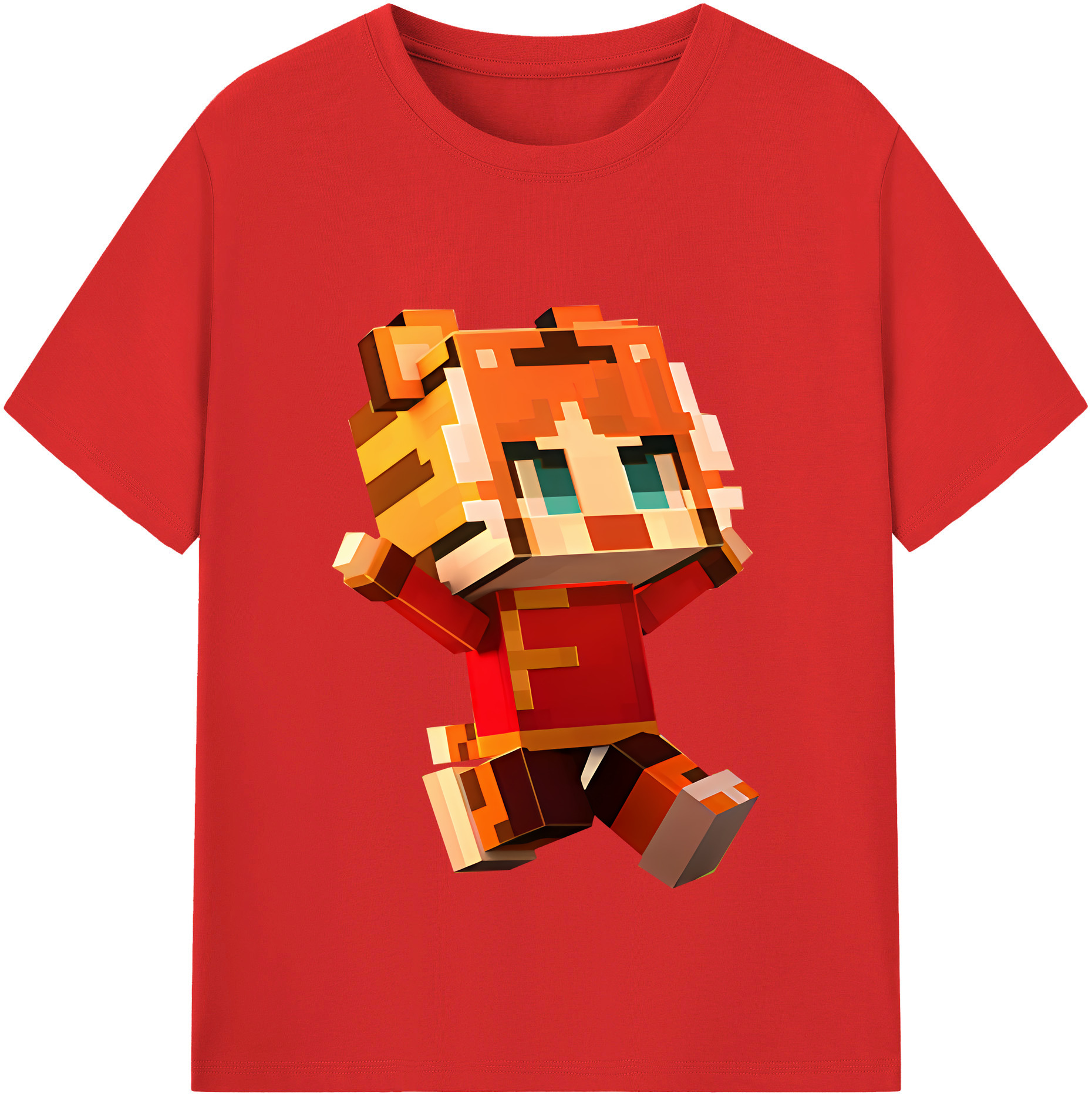 （画像用） マインクラフト ブロックの世界 Minecraft MC Block world レディースカジュアルプリントTシャツ（綿100％）